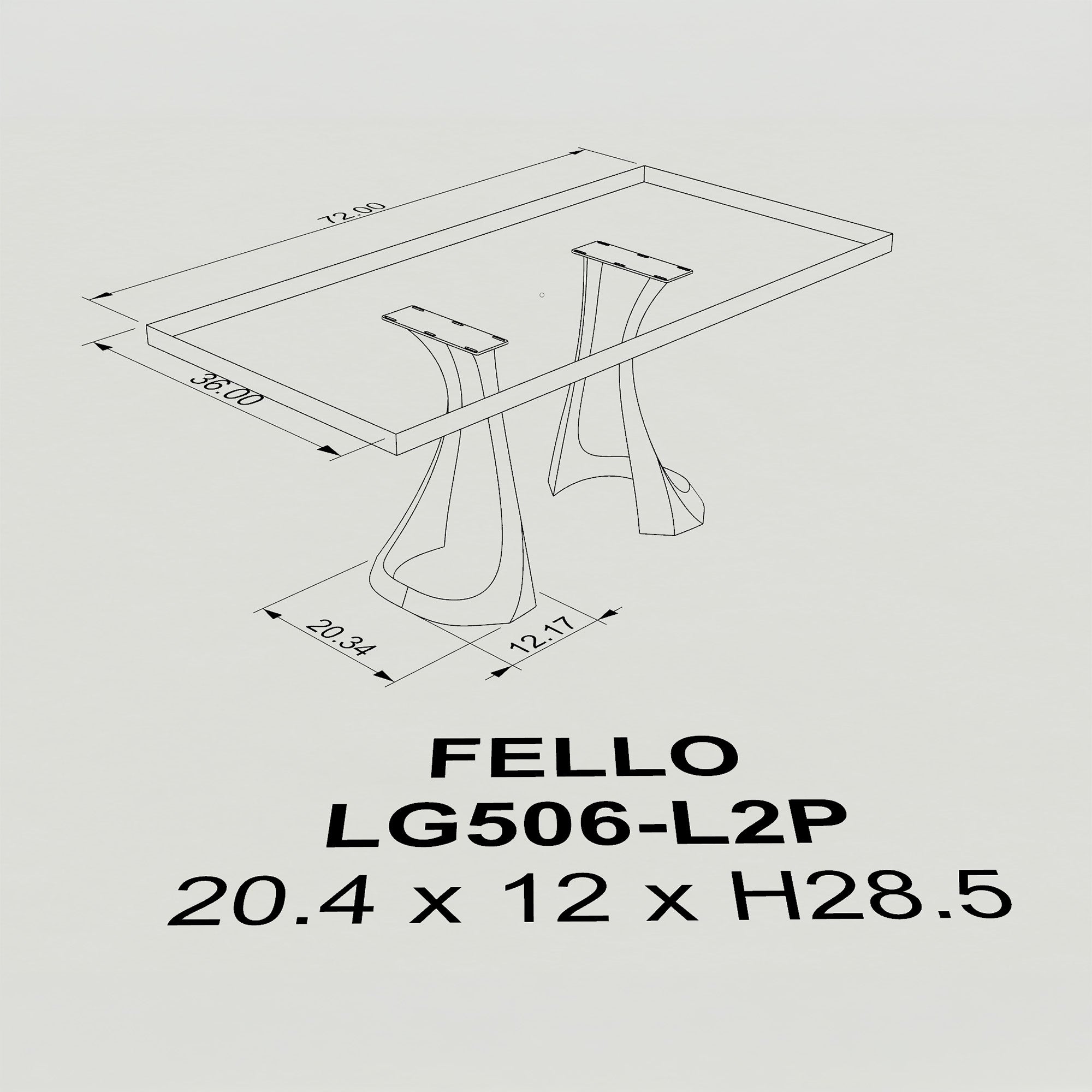 Dining Table with Fello 28.5" H Metal Table Legs - 3d drawings