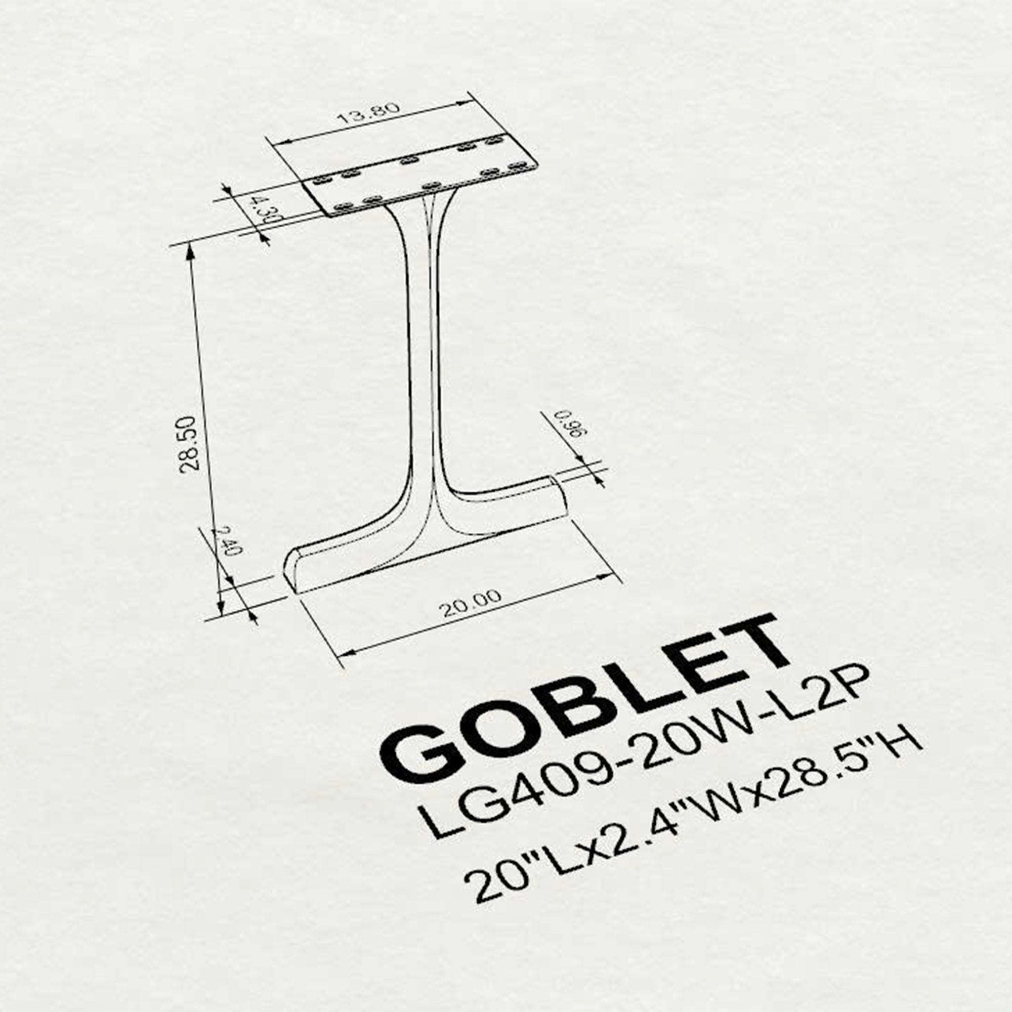 Dining Table with Goblet 28.5" H Metal Table Legs - 3d drawings