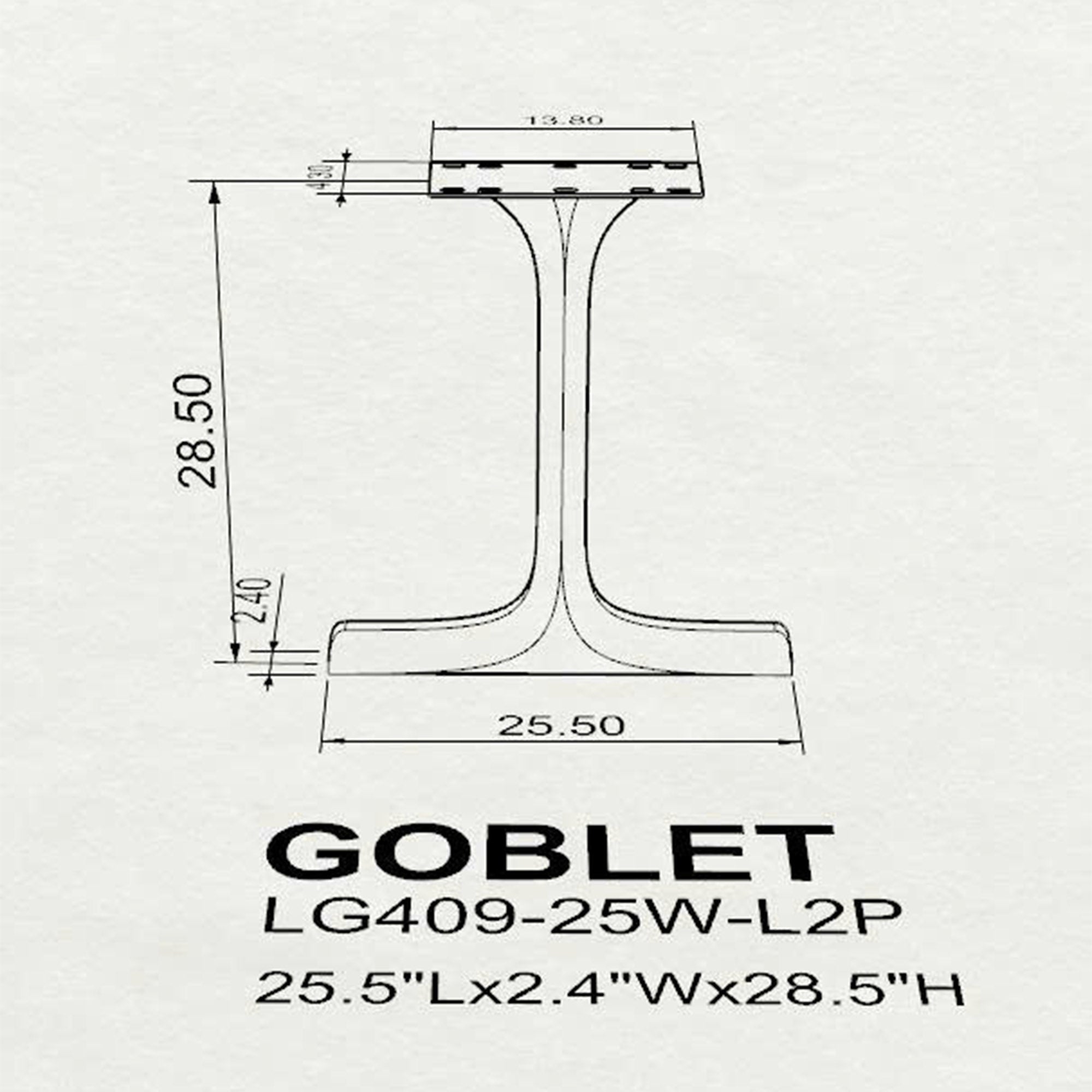 Dining Table with Goblet 28.5" H Metal Table Legs - 3d drawings