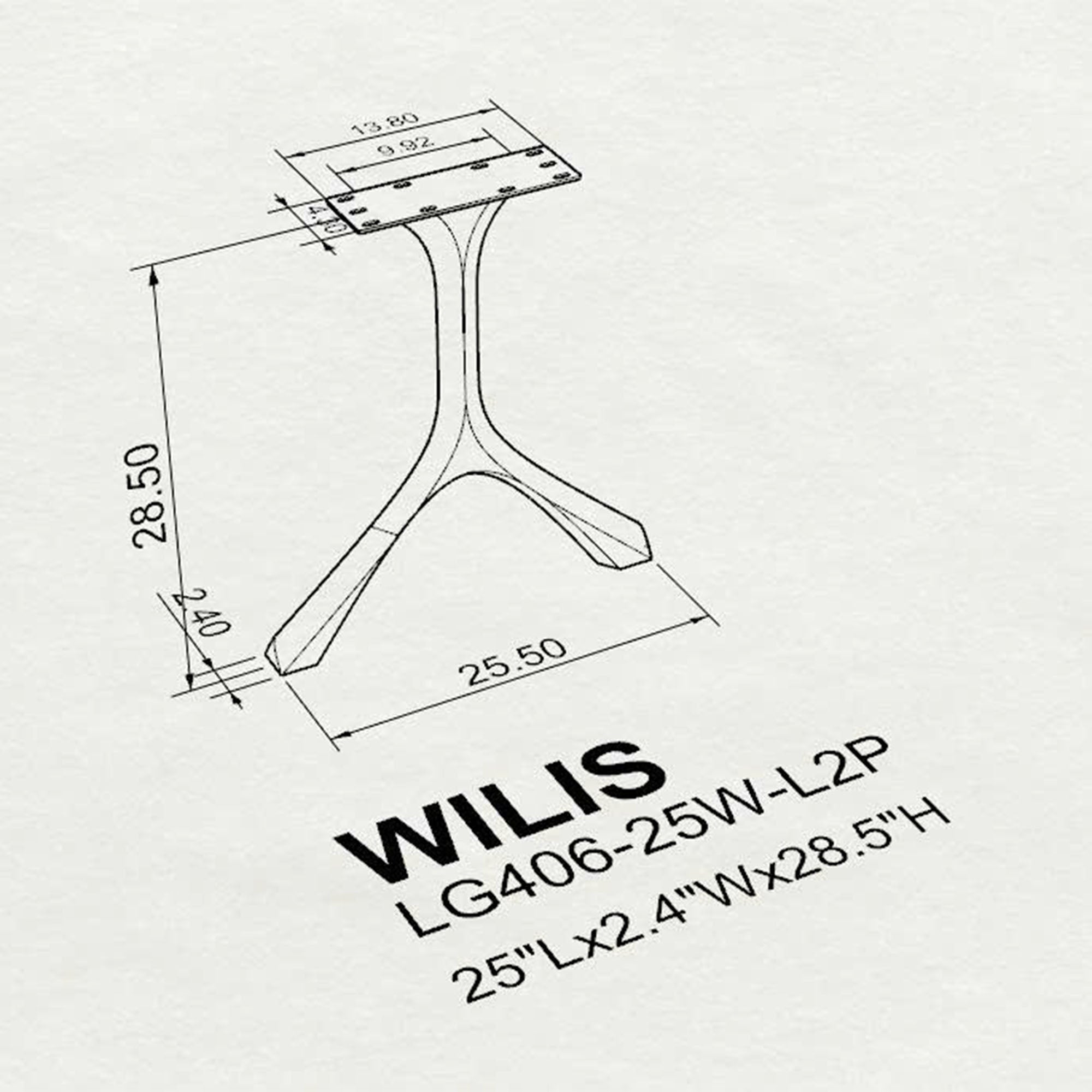 Dining Table with Wilis 28.5" H Steel Table Legs - 3d drawings