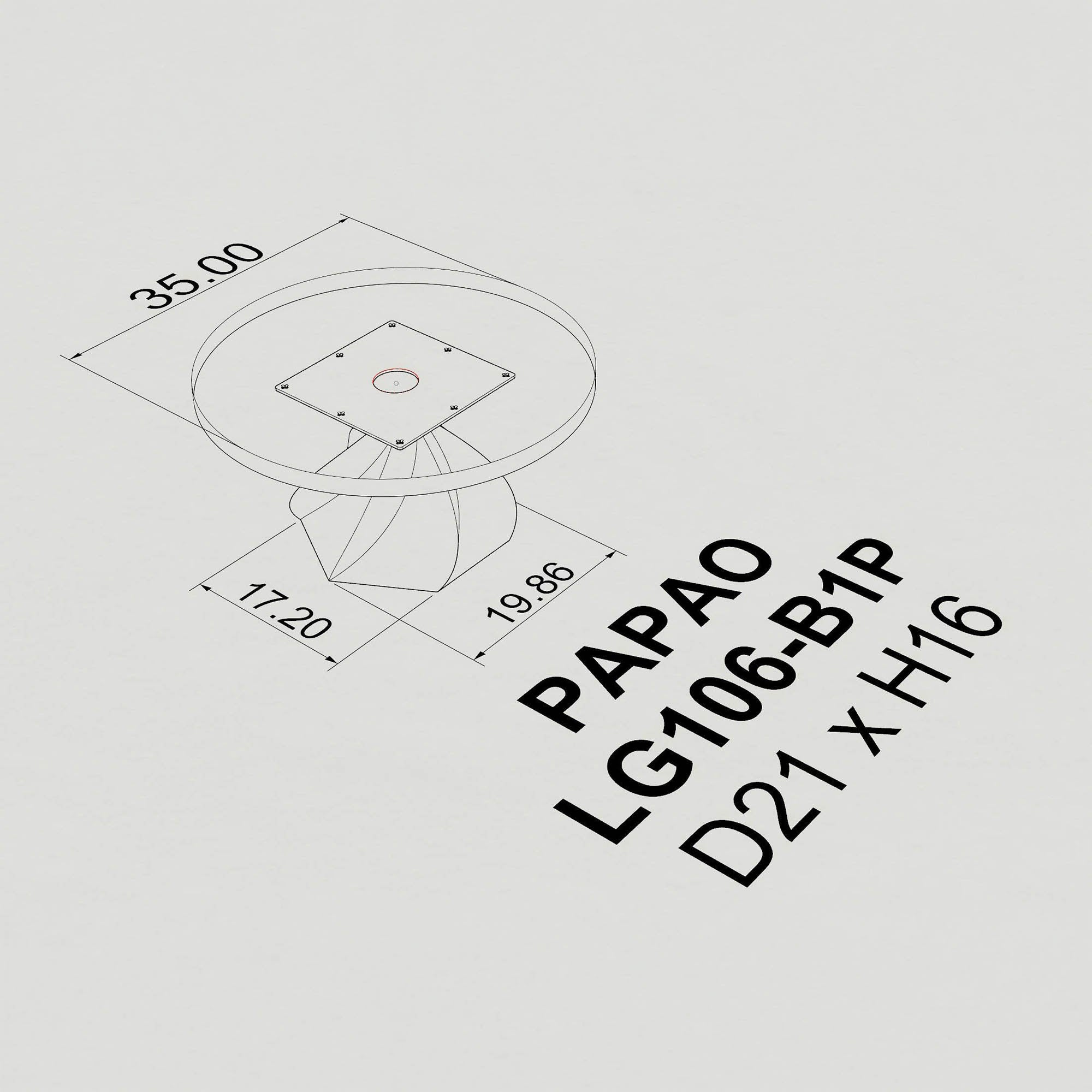 Metal Table Base Papao 16" H for Coffee Wood Table 3d drawings