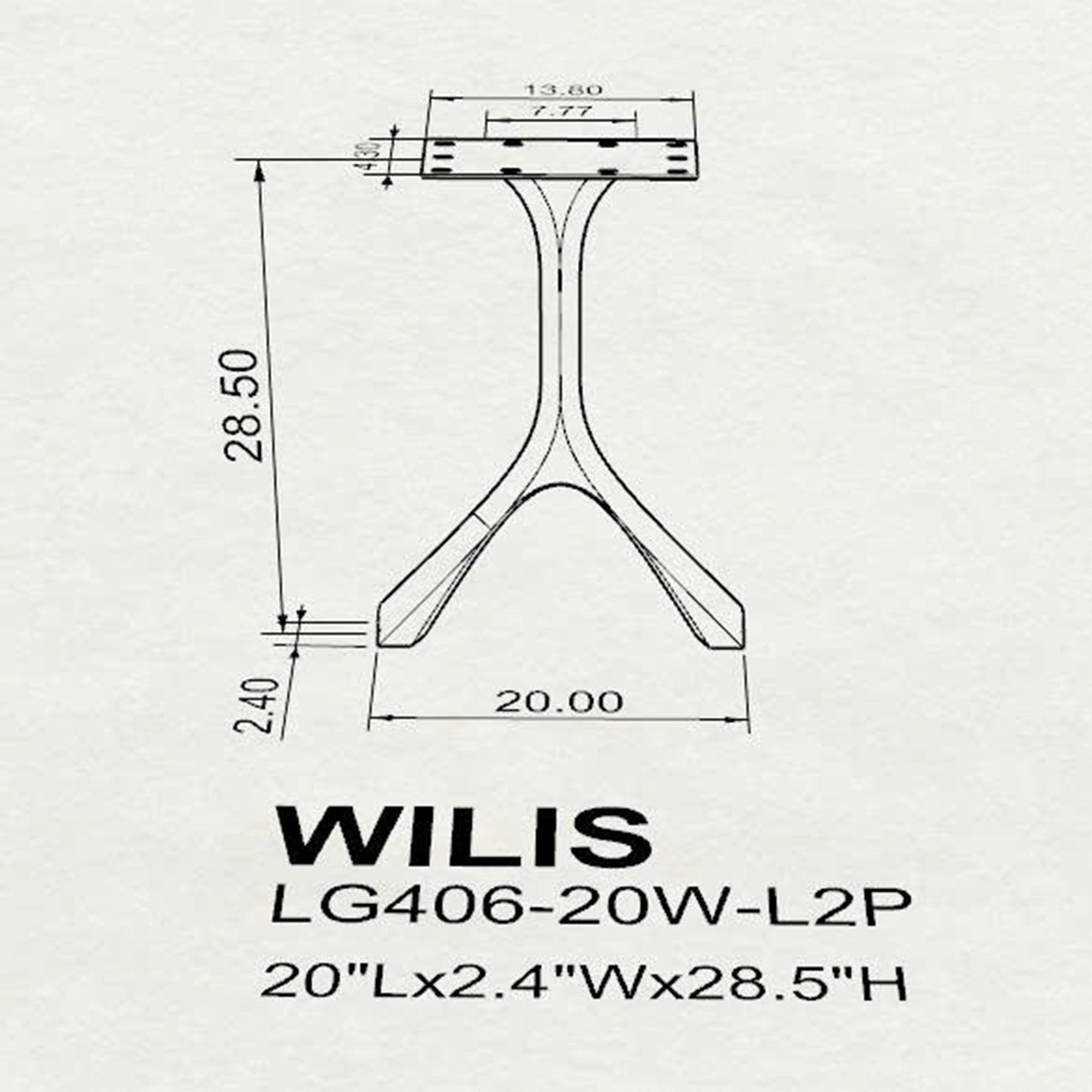 Modern Dining Table with Wilis 28.5" H Table Legs - 3d drawings
