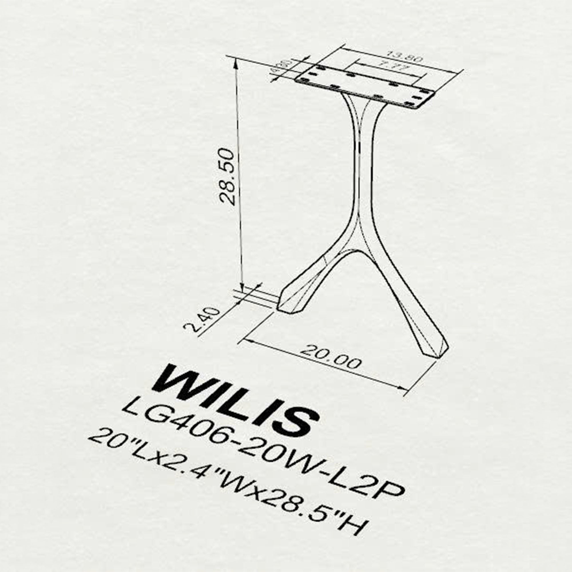 Modern Dining Table with Wilis 28.5" H Table Legs - 3d drawings