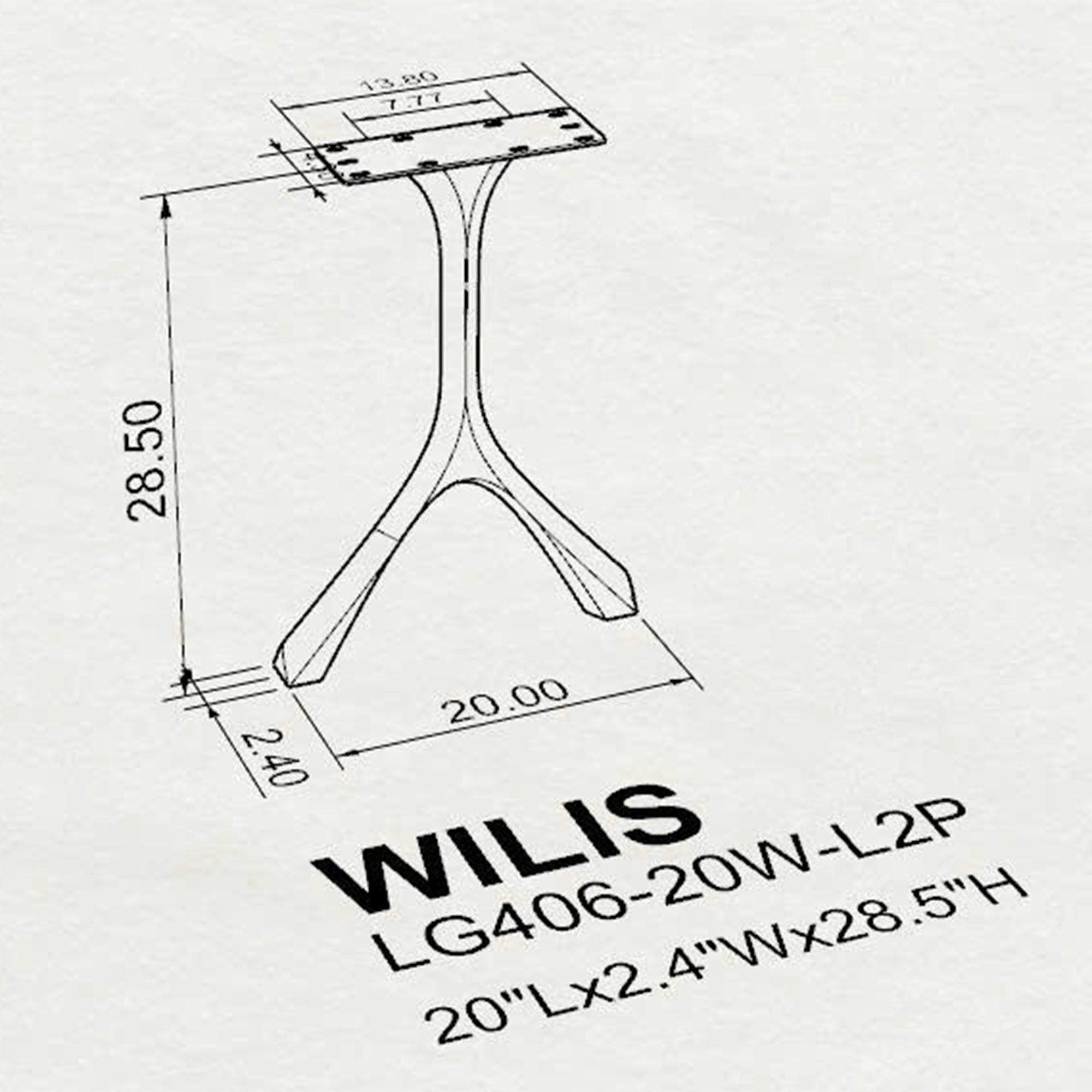 Modern Dining Table with Wilis 28.5" H Table Legs - 3d drawings