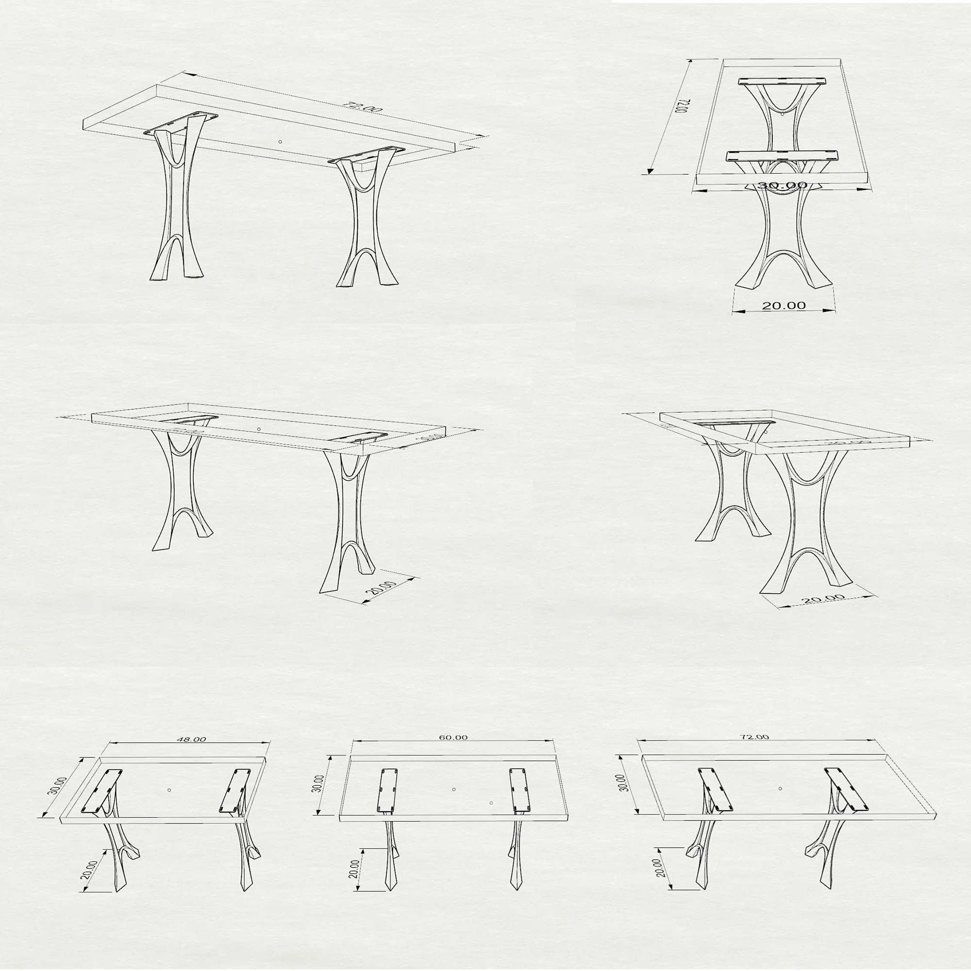Table Legs Joxi 28.50" H for Butcher Block Dining Table - 3d drawings