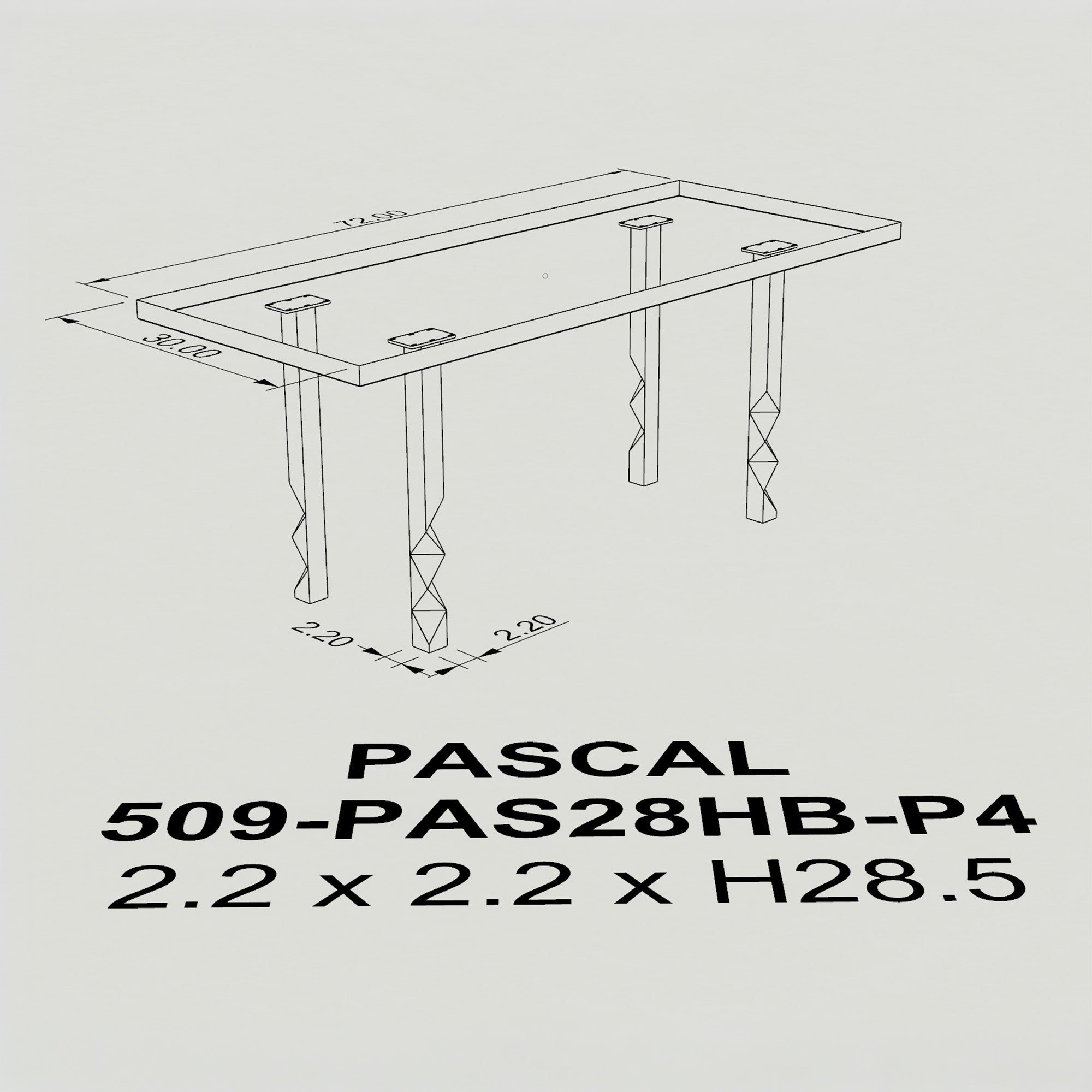 Dining Table with Pascal 28.5" H Metal Table Base - 3d drawings