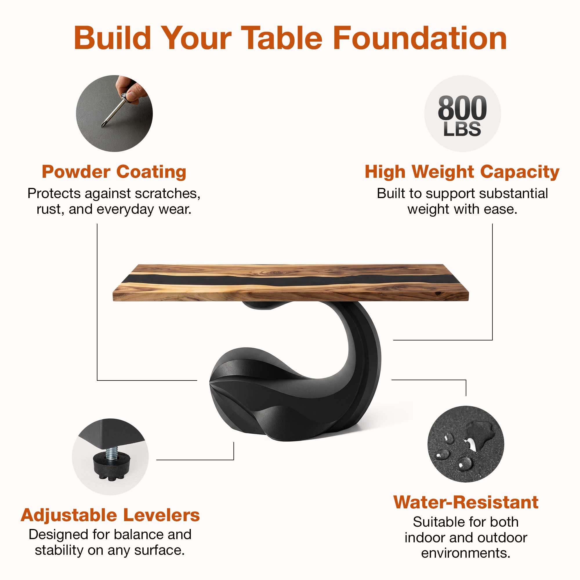 Dining Table with Balena Metal Table Base for Modern Kitchen Room