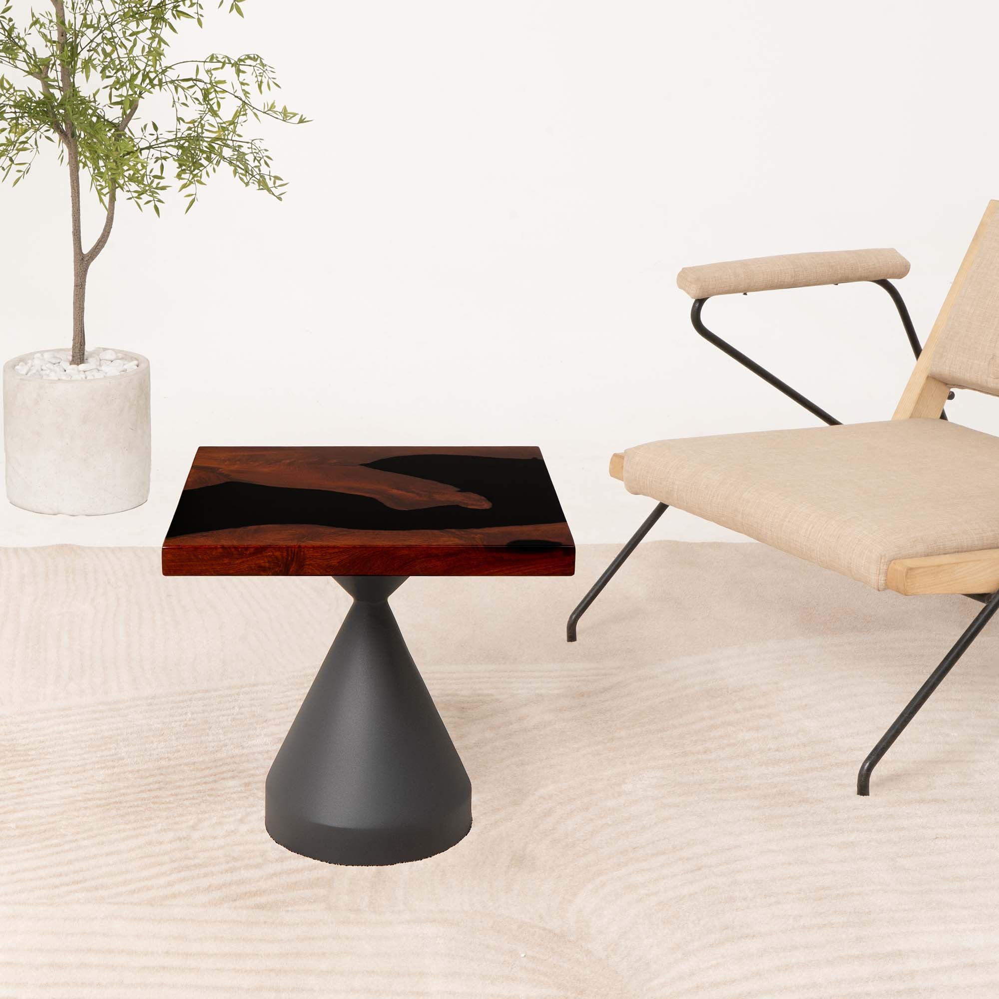 Square Clear Epoxy River Coffee Table 19" x 19" - HSQ19x19-277S