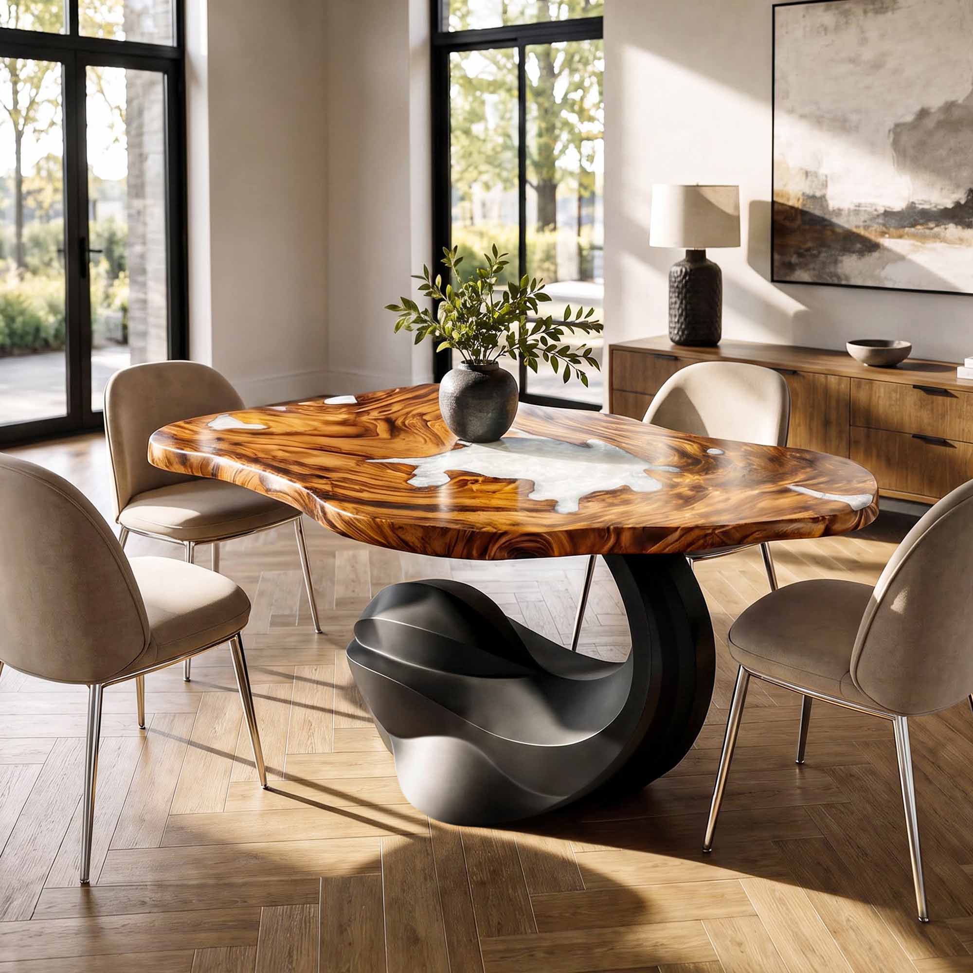 Live Edge Table Top 46" - 85" for Rustic Dining Tables and Desks - LE-56X40X26 interior