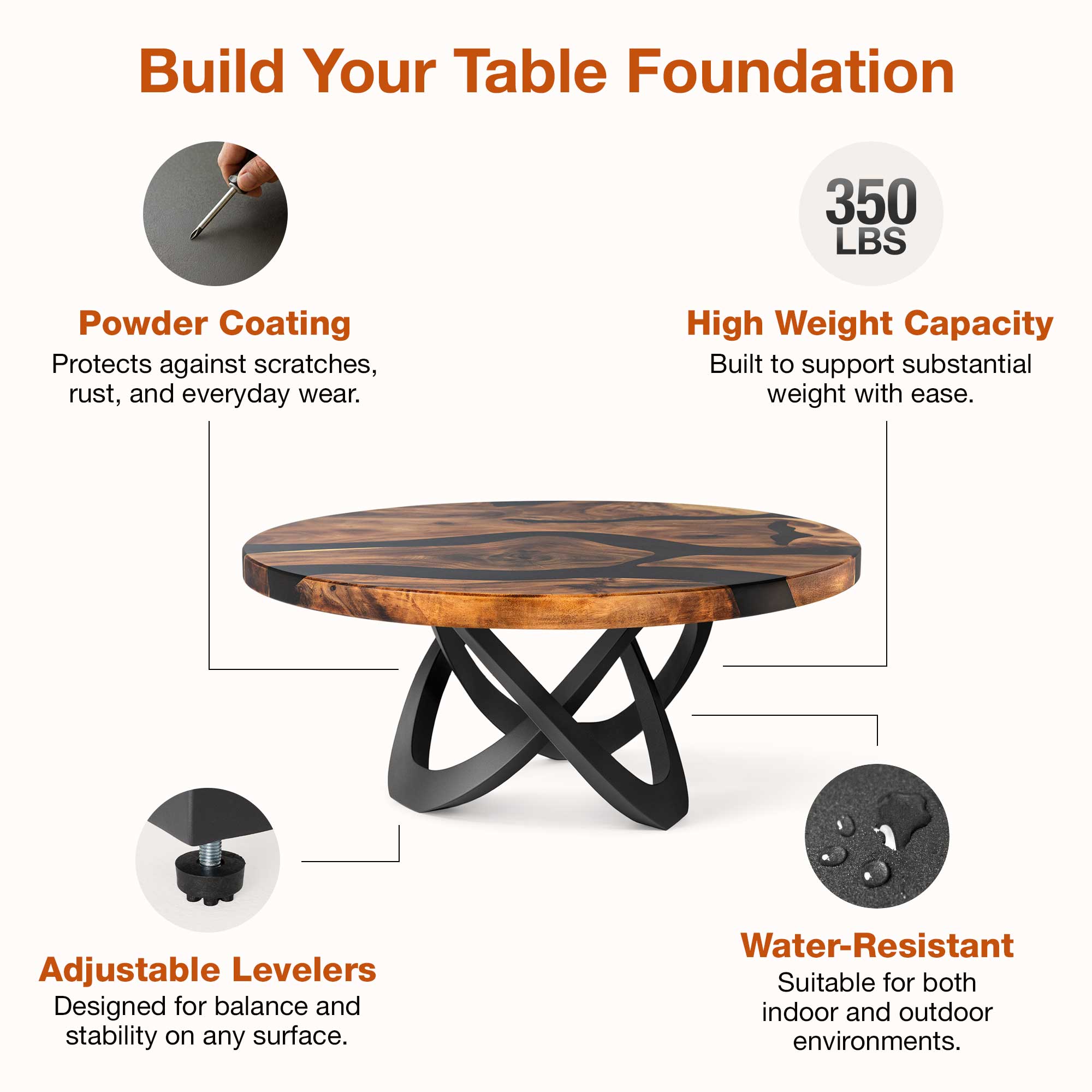 Coffee Table with Looper 16" H Metal Table Base