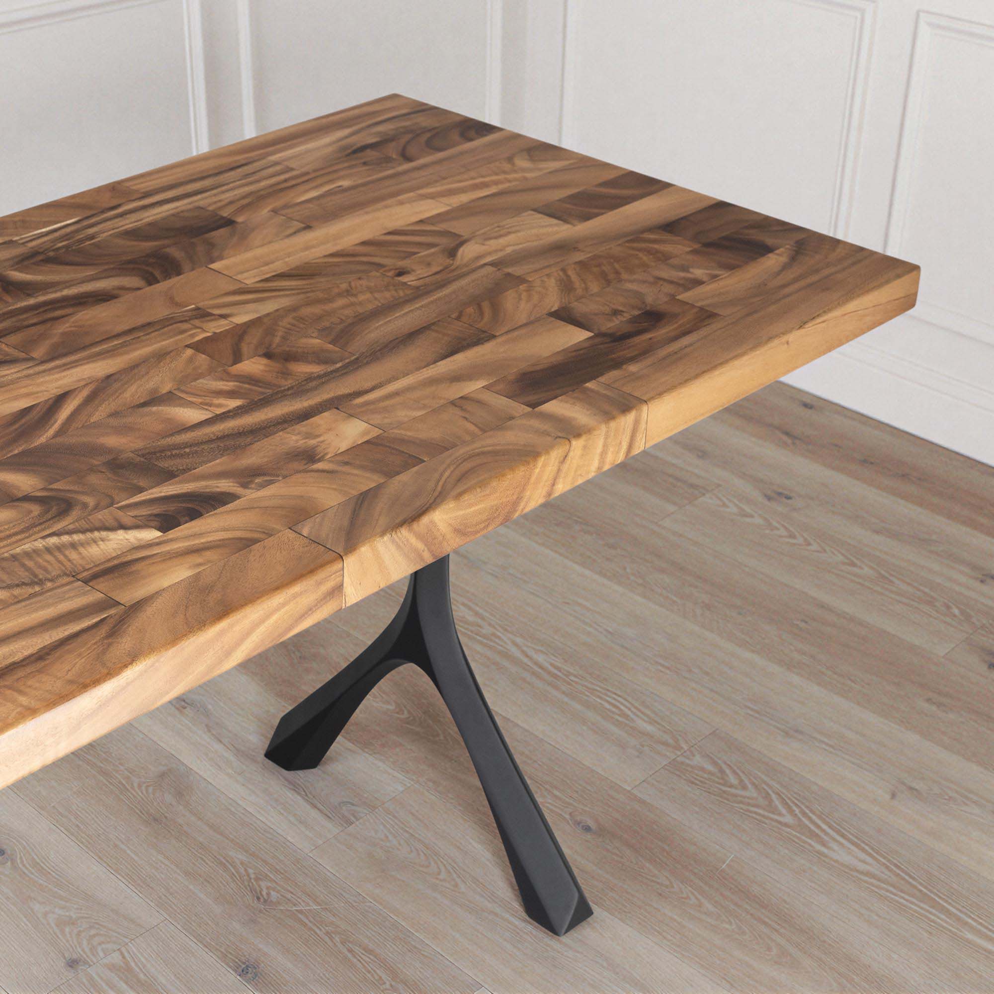 Modern Dining Table with Wilis 28.5" H Table Legs - butcher block table top white background