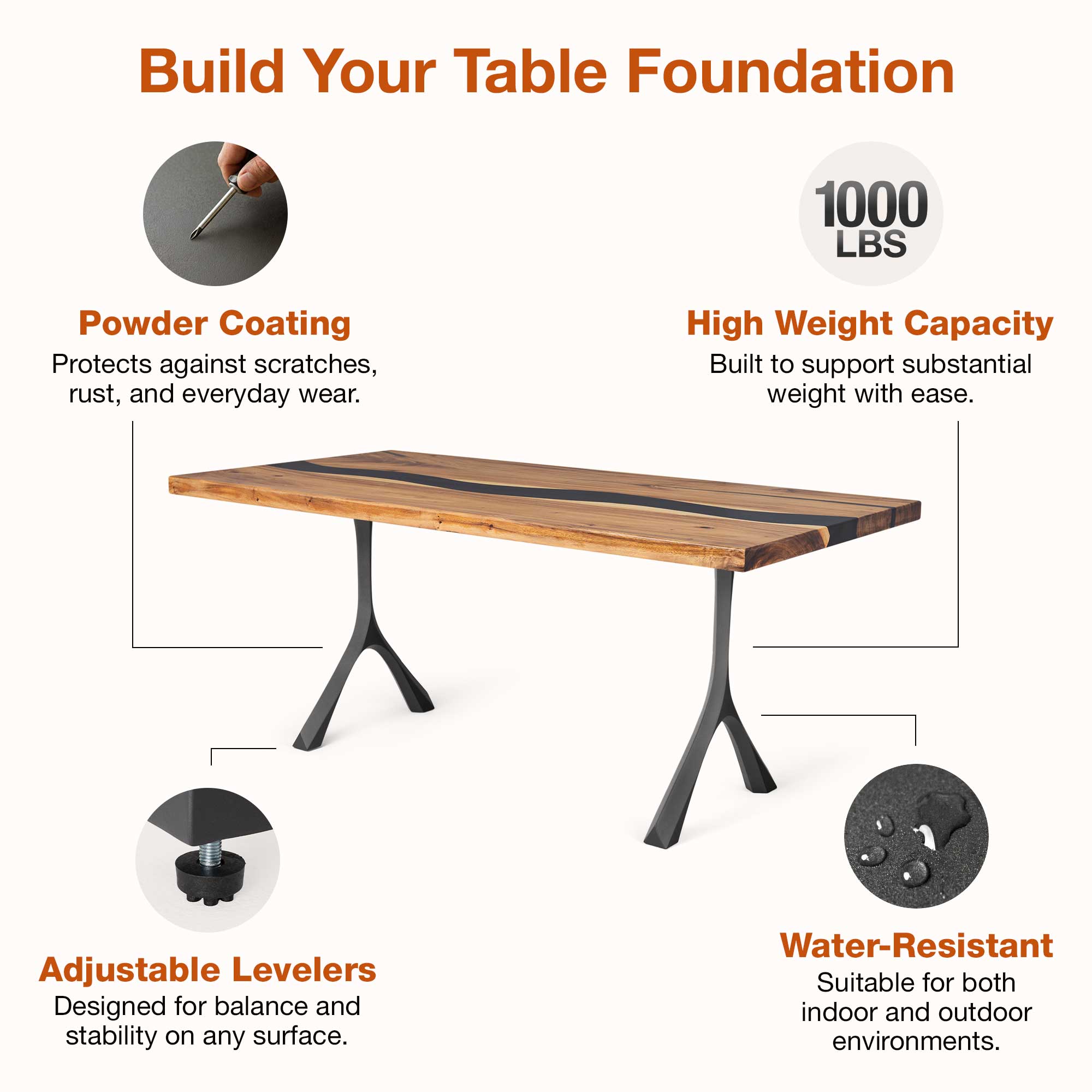Features of Industrial Dining Table with Wilis 28.5" H Table Legs