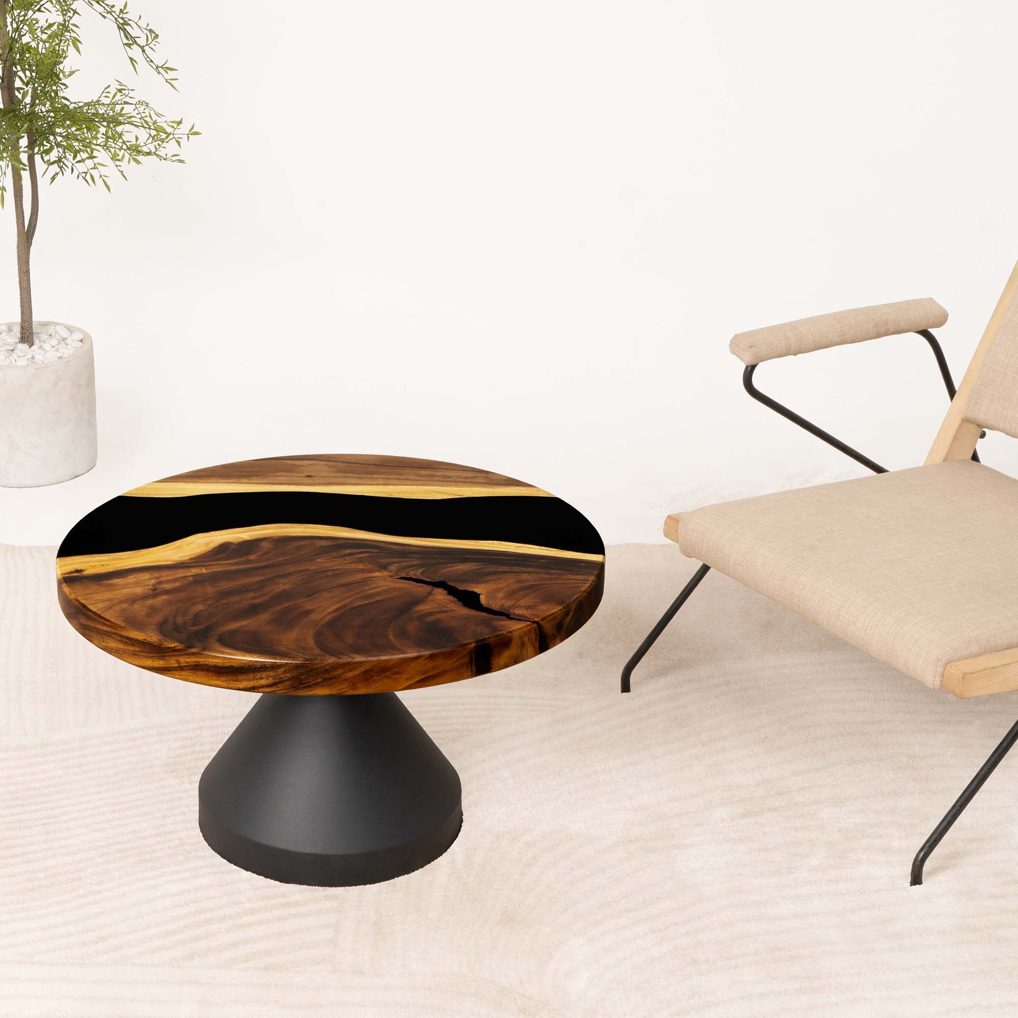 Round Wood Epoxy Coffee Table 29" Diameter