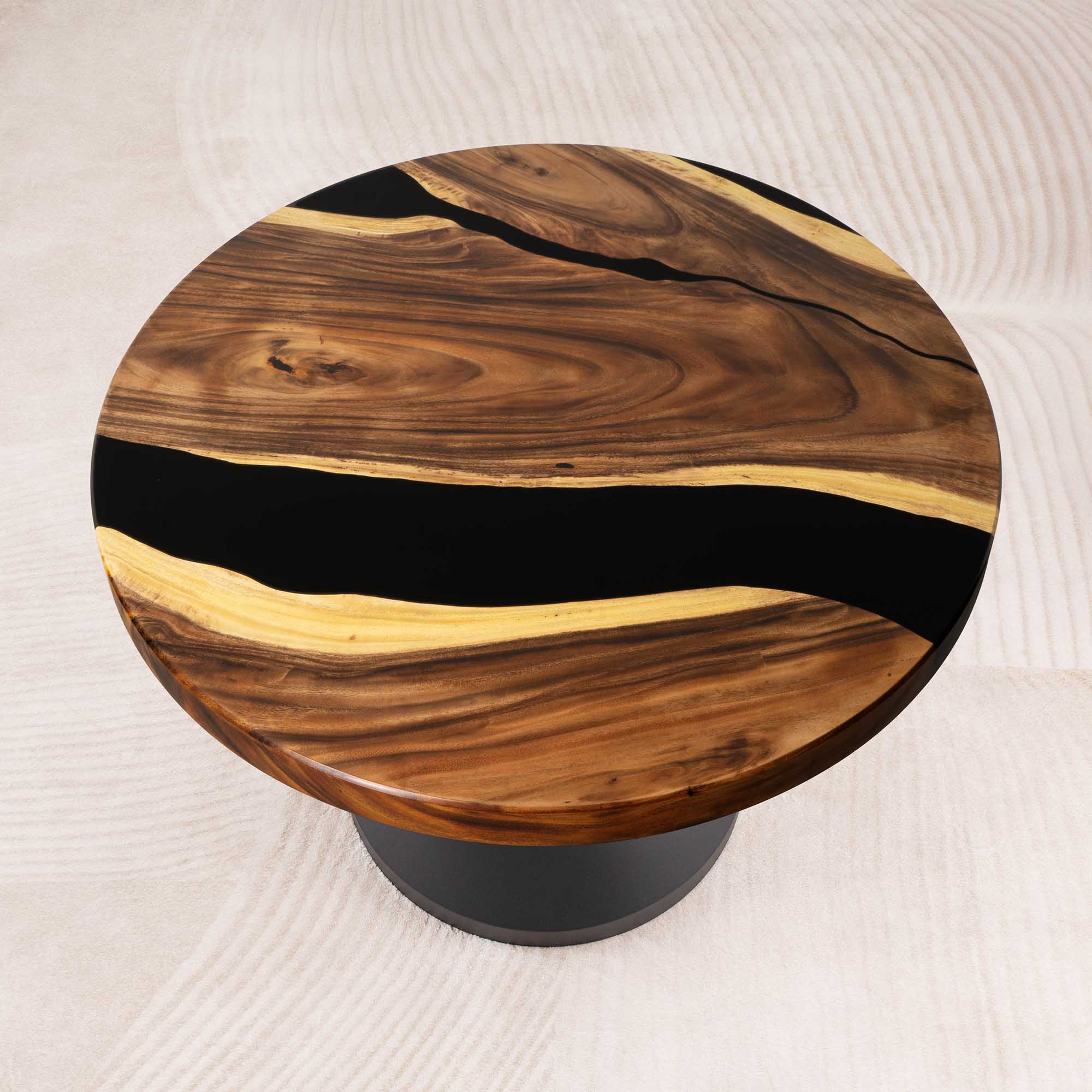 Round Black Epoxy Resin Table Top 41 Inches