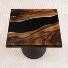 Square Handmade Wood Table with Epoxy Art 15" x 15" - SSQ15x15-139