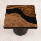 Square Handmade Wood Table with Epoxy Art 15" x 15" - SSQ15x15-141