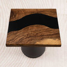 Square Handmade Wood Table with Epoxy Art 15" x 15" - SSQ15x15-142