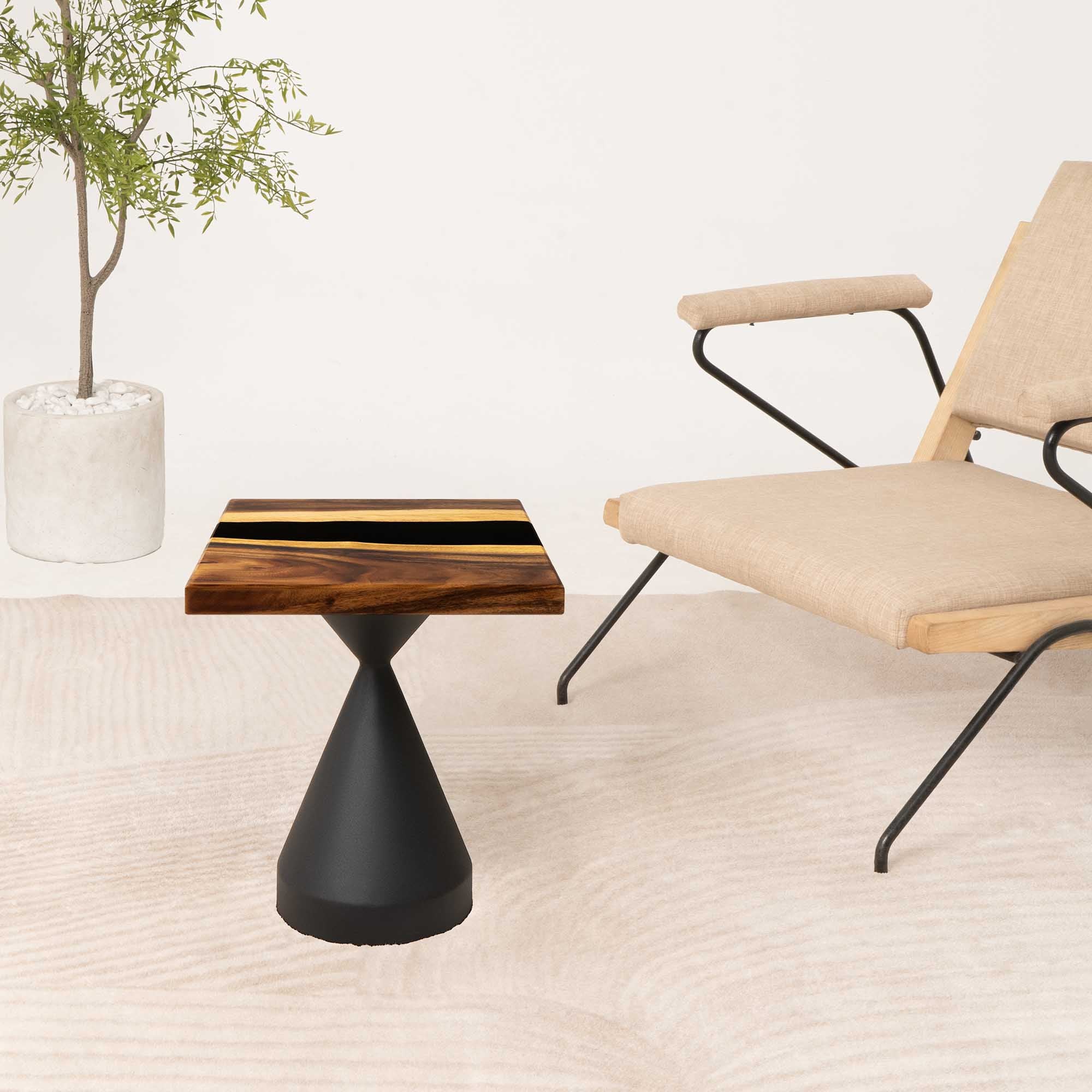 Square Black Epoxy End Table 15" x 15"