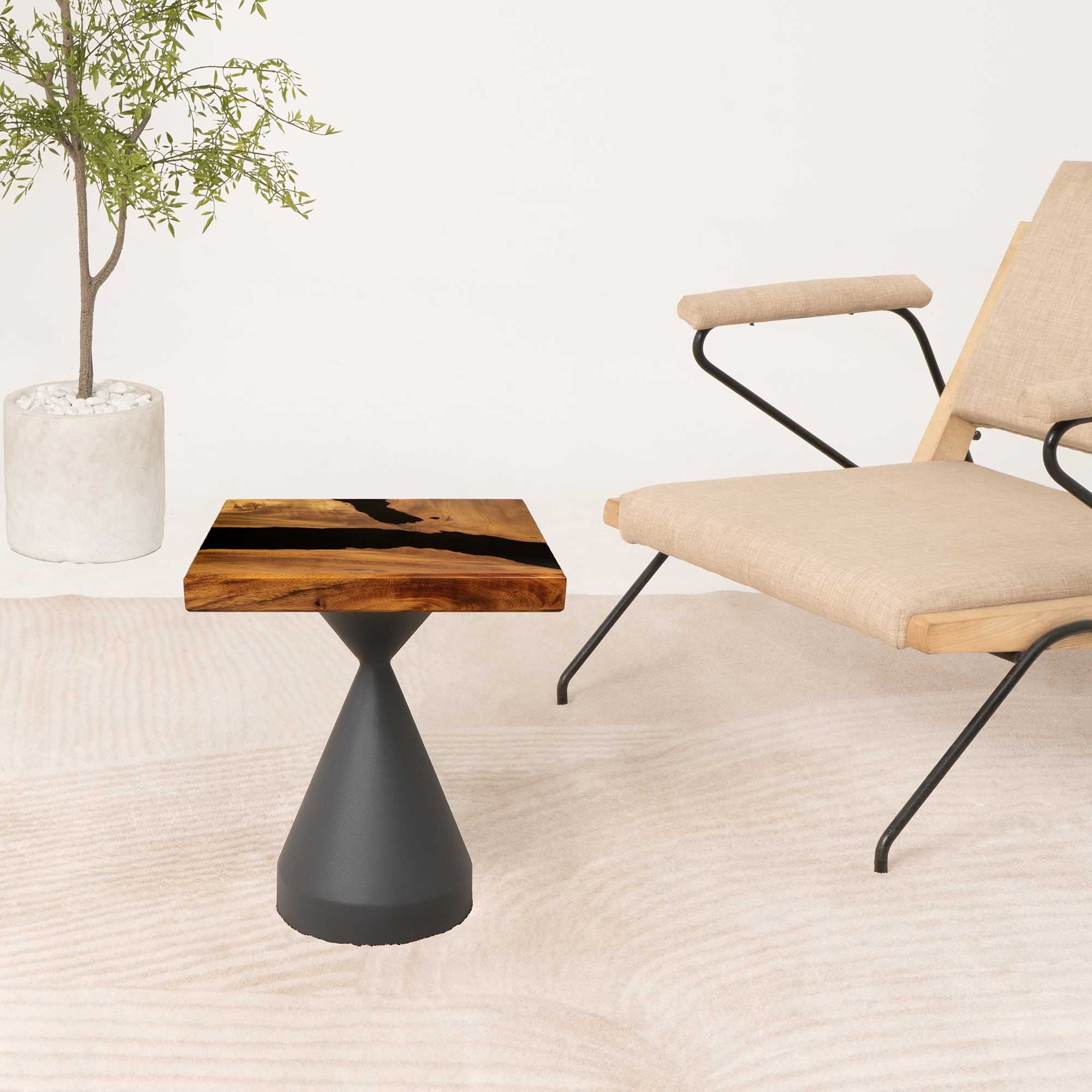 Square Black Epoxy River End Table 15" x 15"