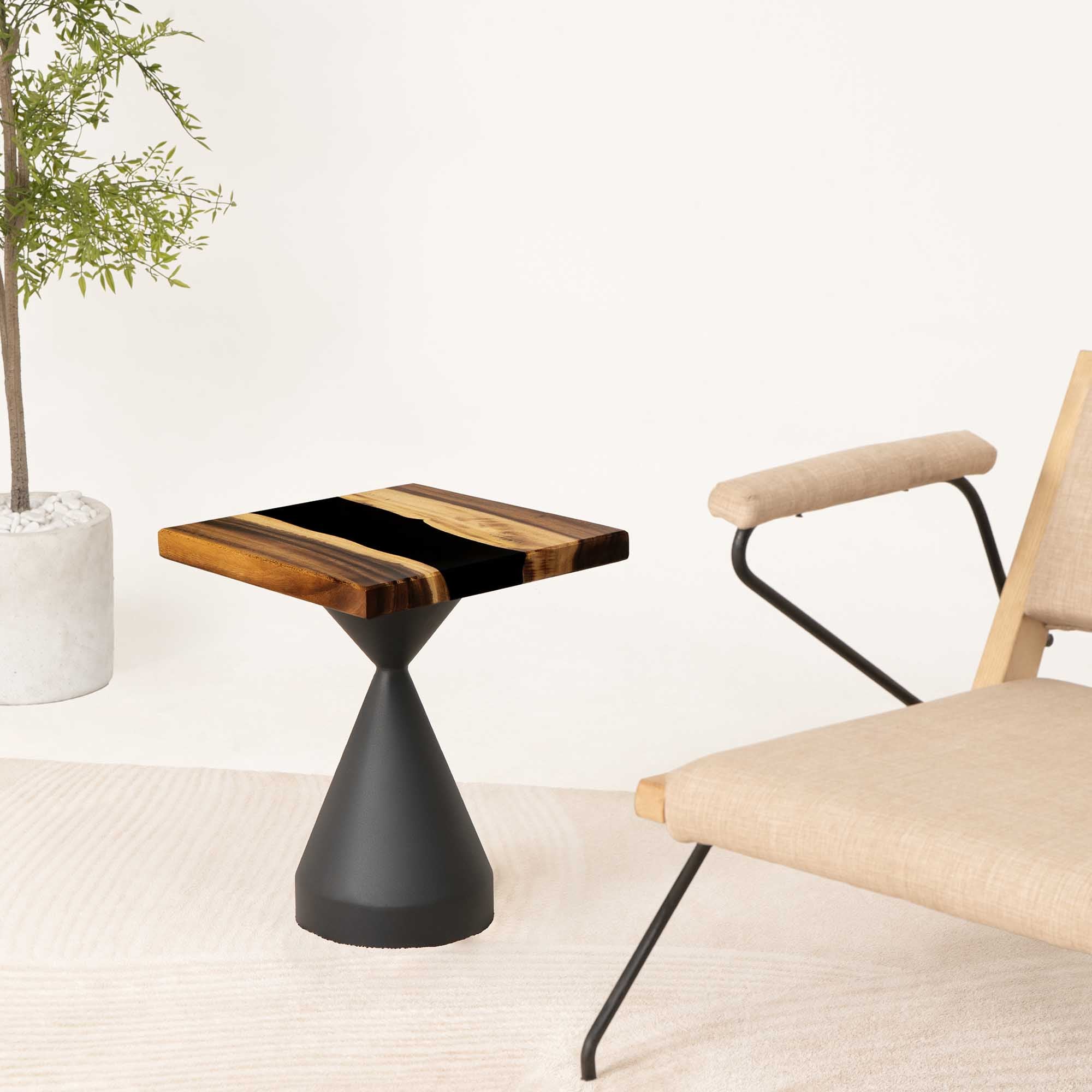 Square Black Epoxy Side Table 15" x 15"