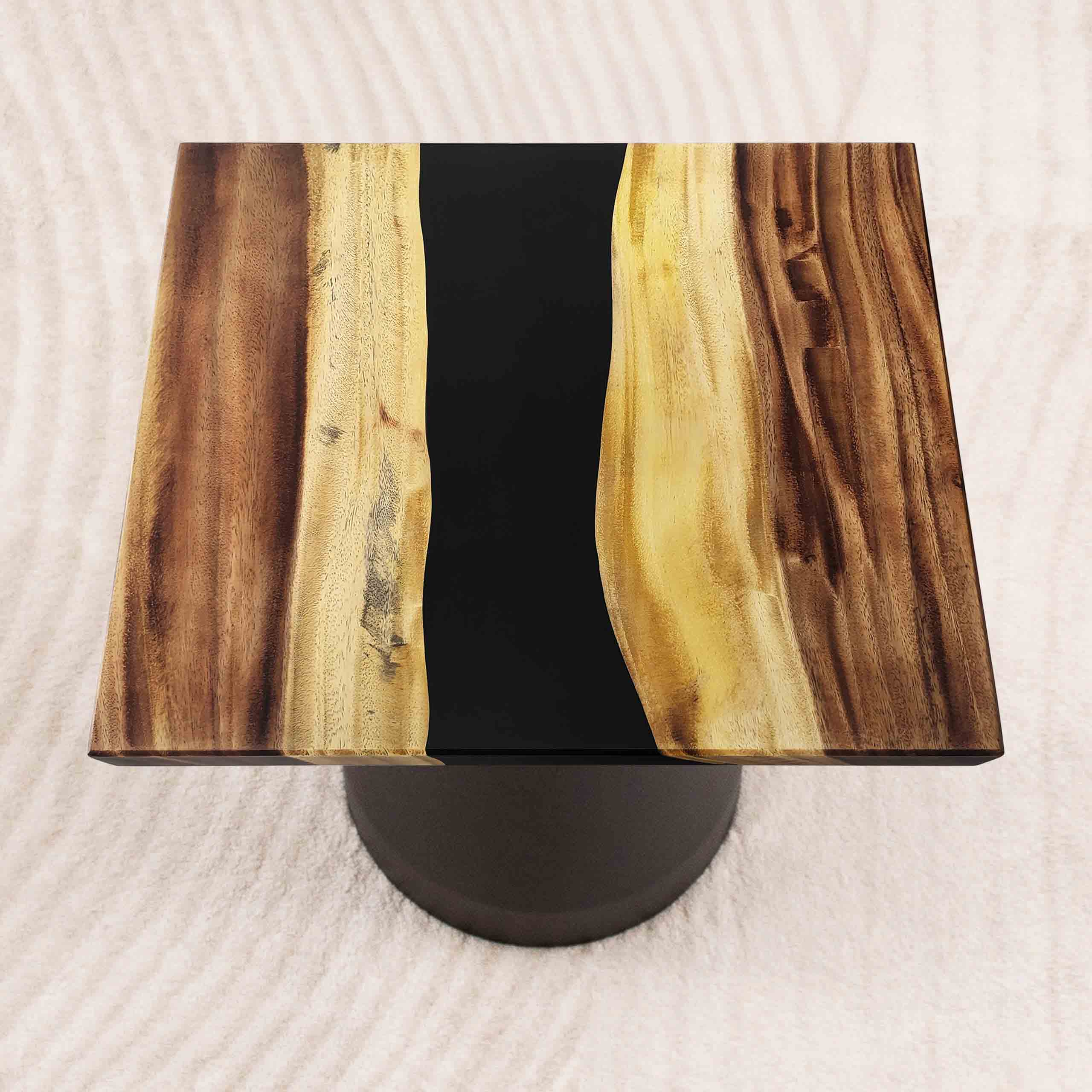 Square Side End Wood Tables 19" x 19" with Epoxy Resin - SSQ19X19-329