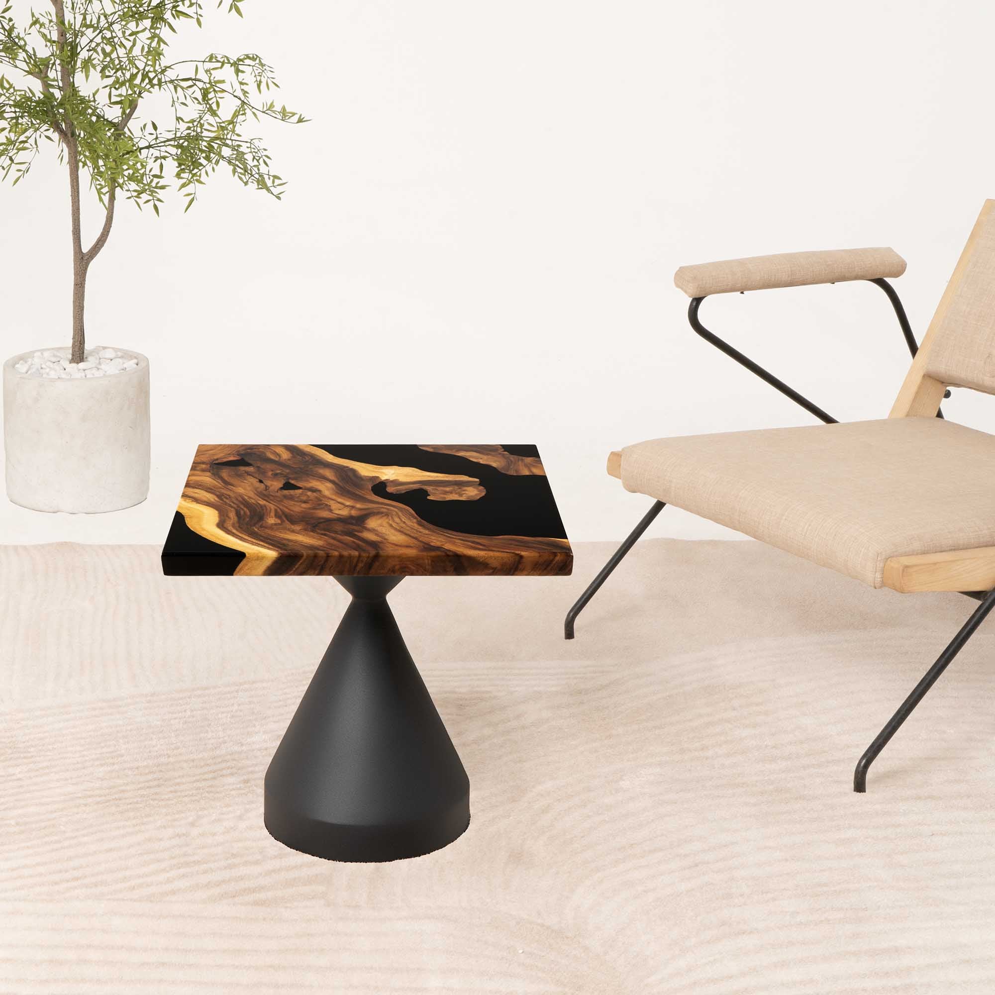 Square Clear Epoxy Coffee Table 19" x 19"