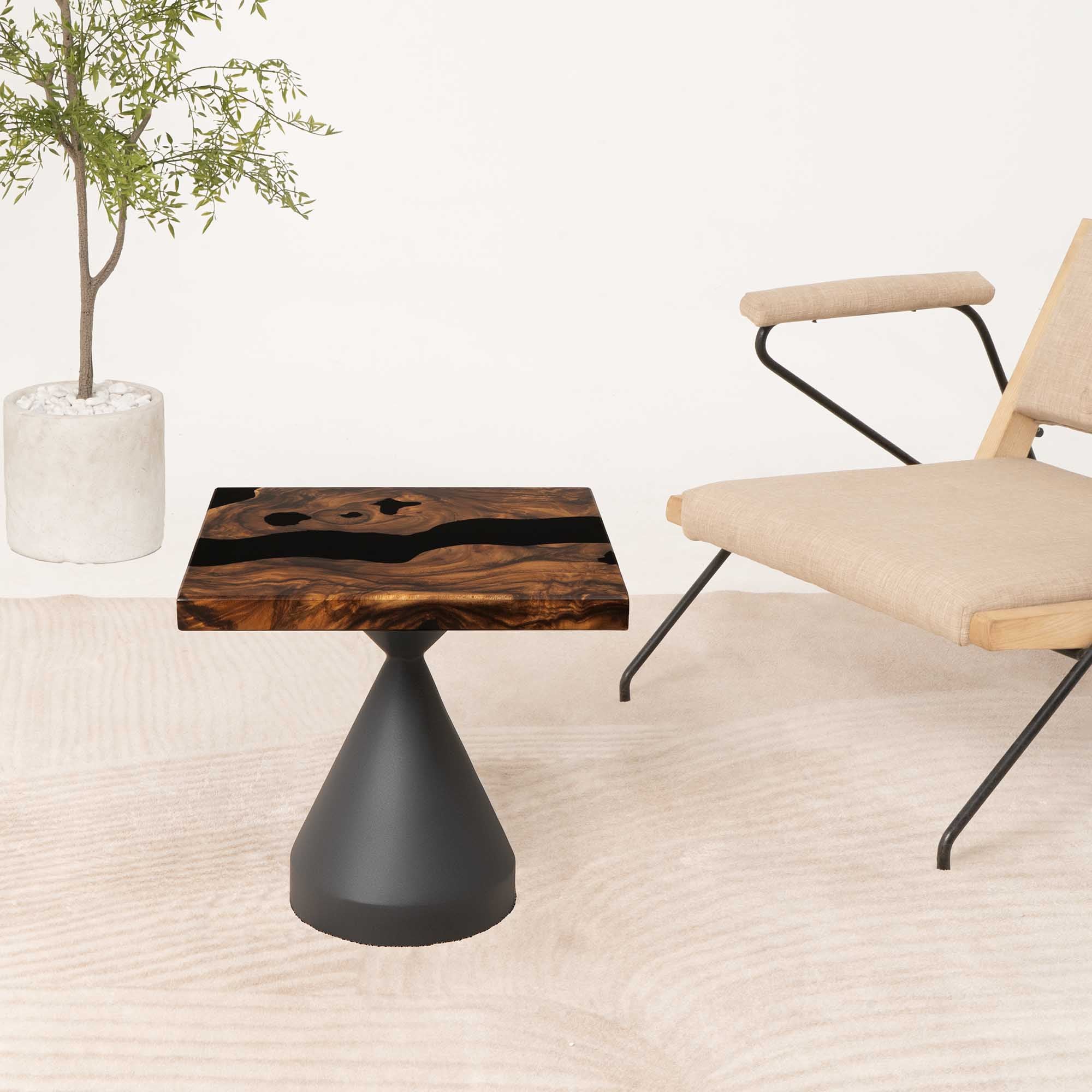 Square Clear Epoxy Coffee Table 19" x 19"