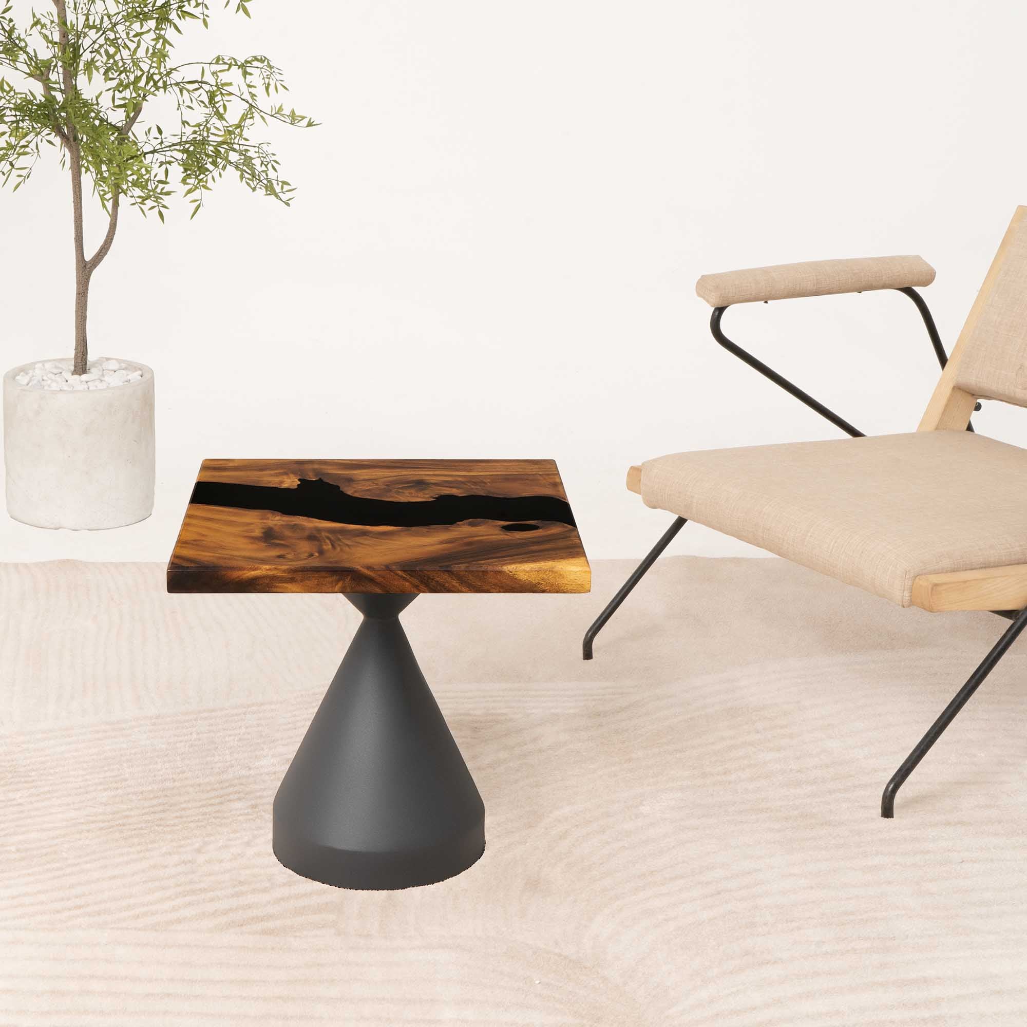 Square Clear Epoxy Resin Side Table 19" x 19"