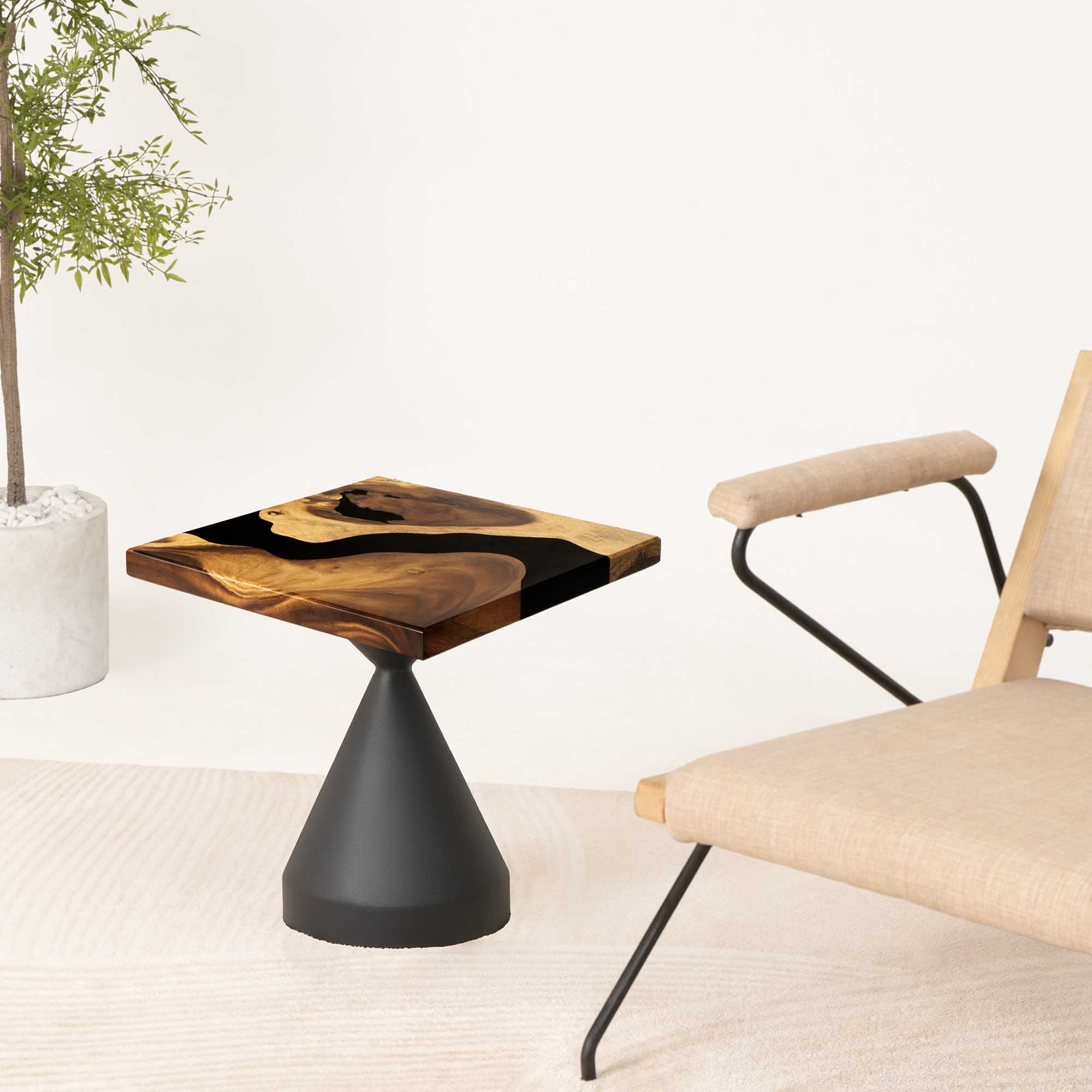 Square Wooden Epoxy Resin Side Table 19" x 19" - SSQ19x19-253S