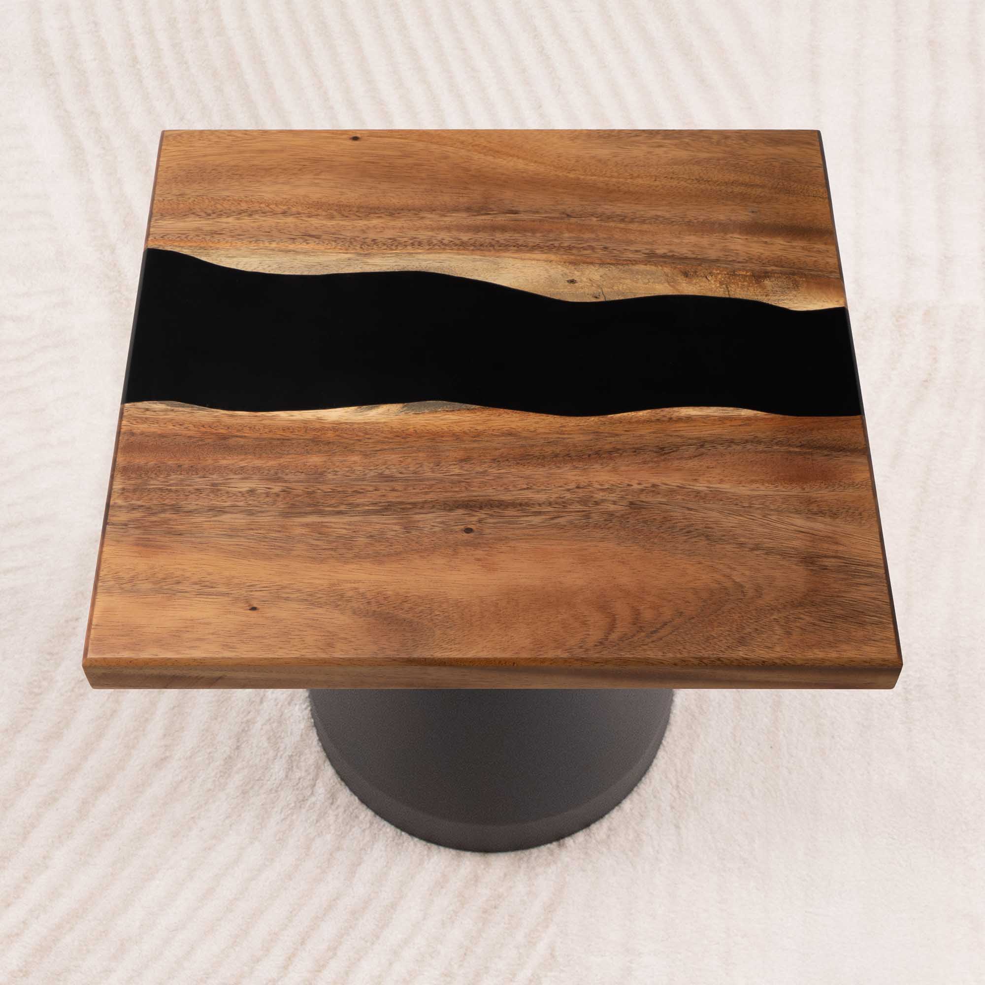 Square Side End Wood Tables 19" x 19" with Epoxy Resin - SSQ19x19-278