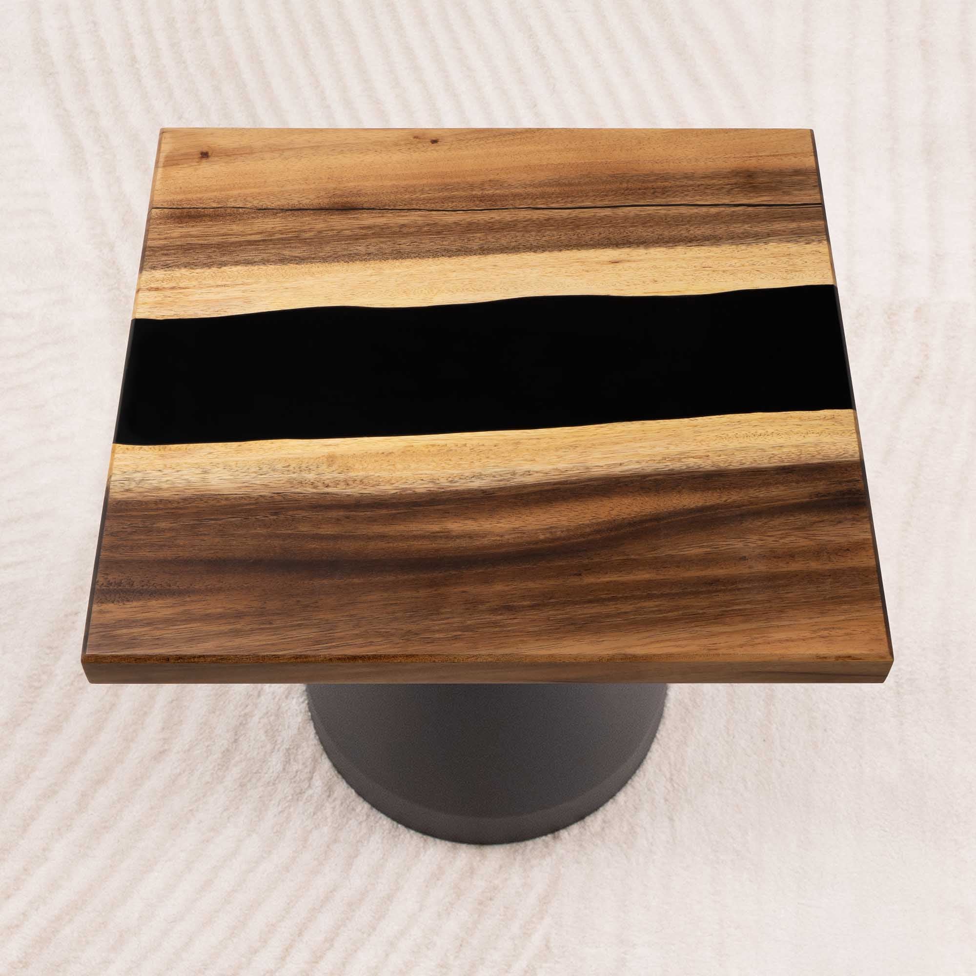Square Side End Wood Tables 19" x 19" with Epoxy Resin - SSQ19x19-279