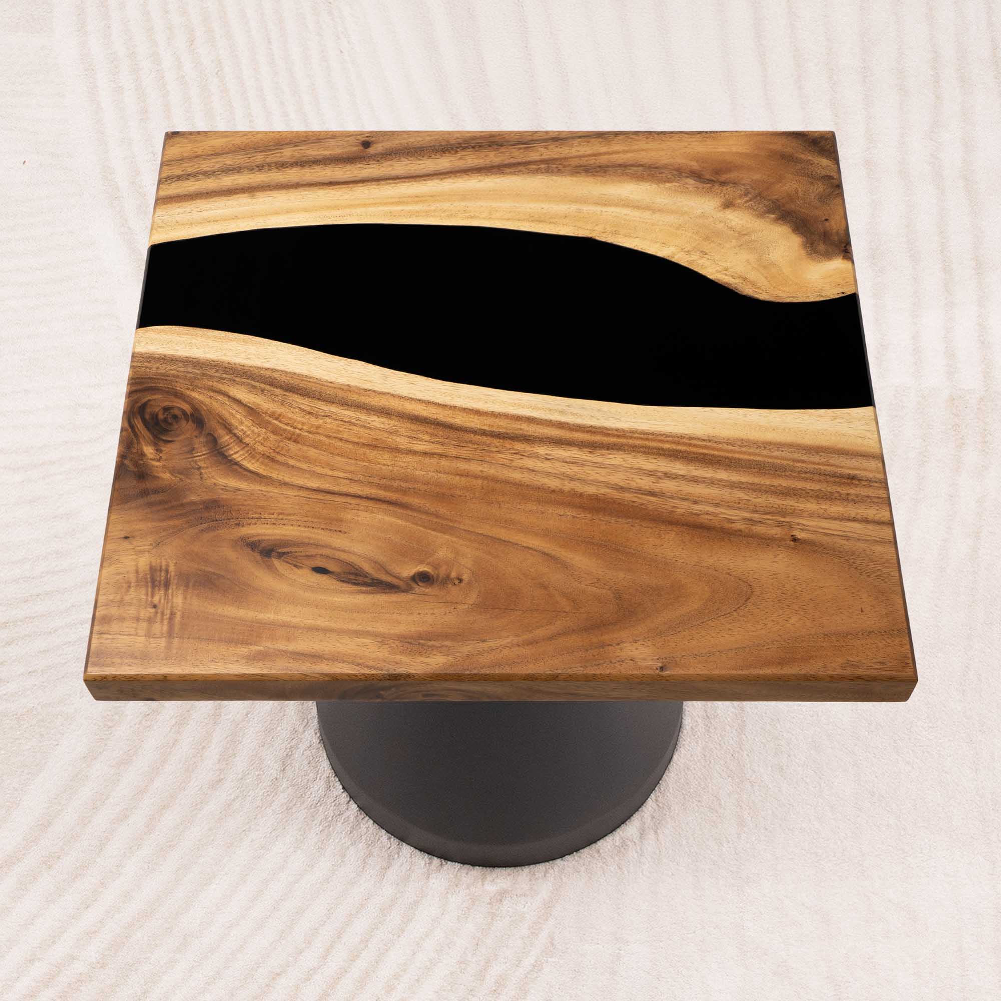 Square Natural Wood Table with Epoxy Finish 23" x 23" - SSQ23x23-225