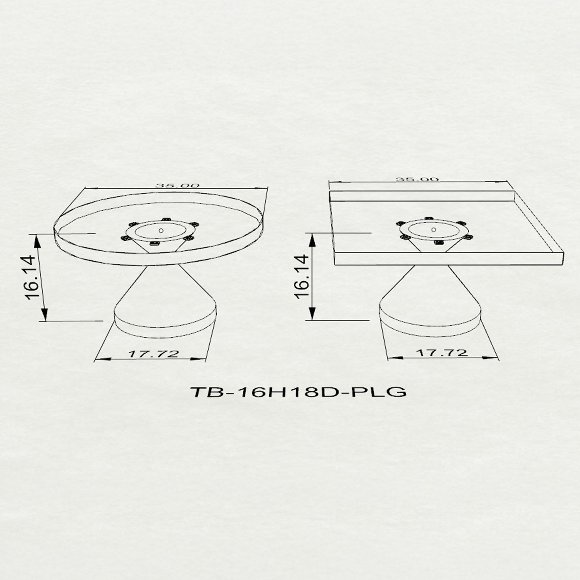Coffee Table with Flux Gold 16" H (Big Size) Heavy Duty Metal Table Base - 3D Drawings