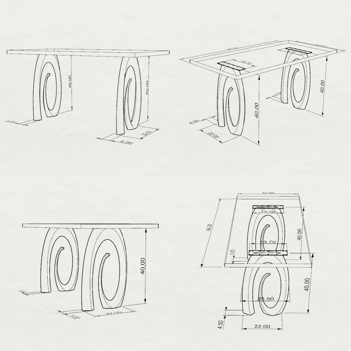 Bar Table 84" x 42" in Epoxy or Natural Wood for Home Bars - 602 Helyx - 3D Drawings
