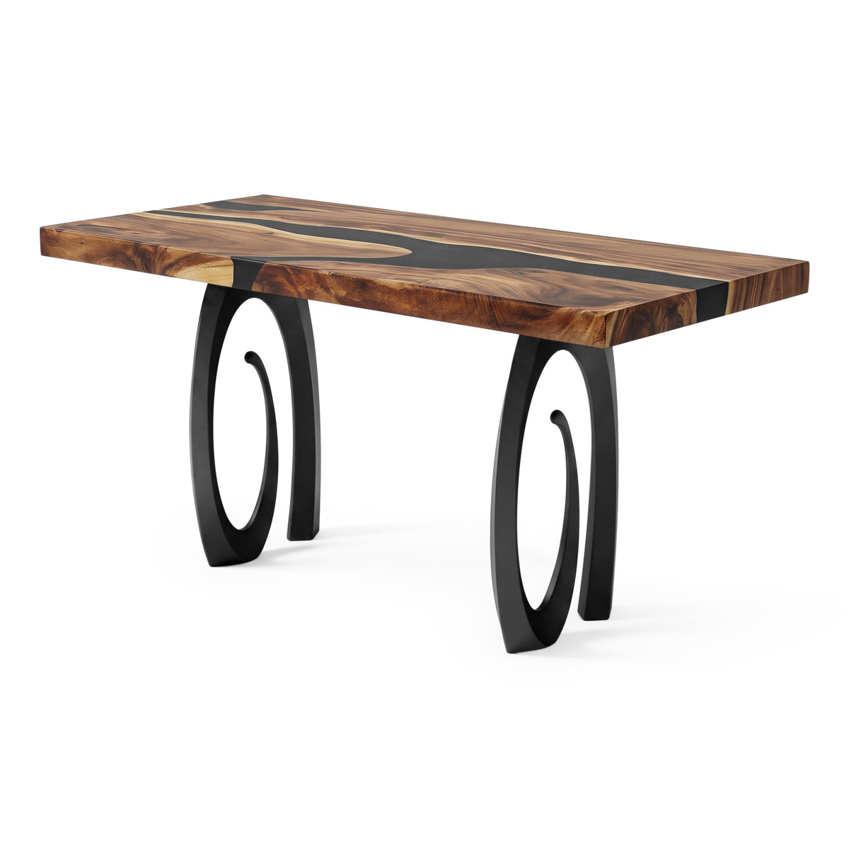 Bar Table 84" x 42" in Epoxy or Natural Wood for Home Bars - 602 Helyx - EP-SRE84x42 White background