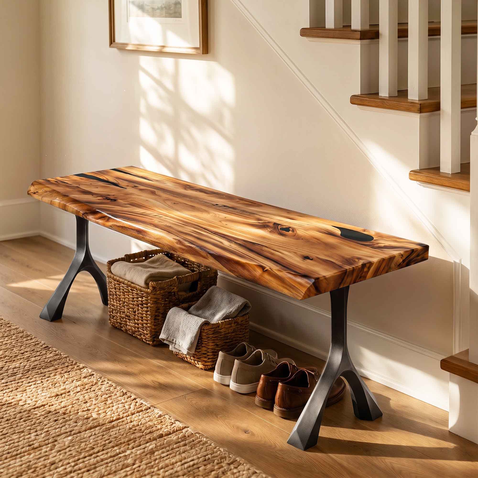 Bench 23" - 60" with MCM Steel Legs for Entryway & Hallway 203 Wilis - thumb