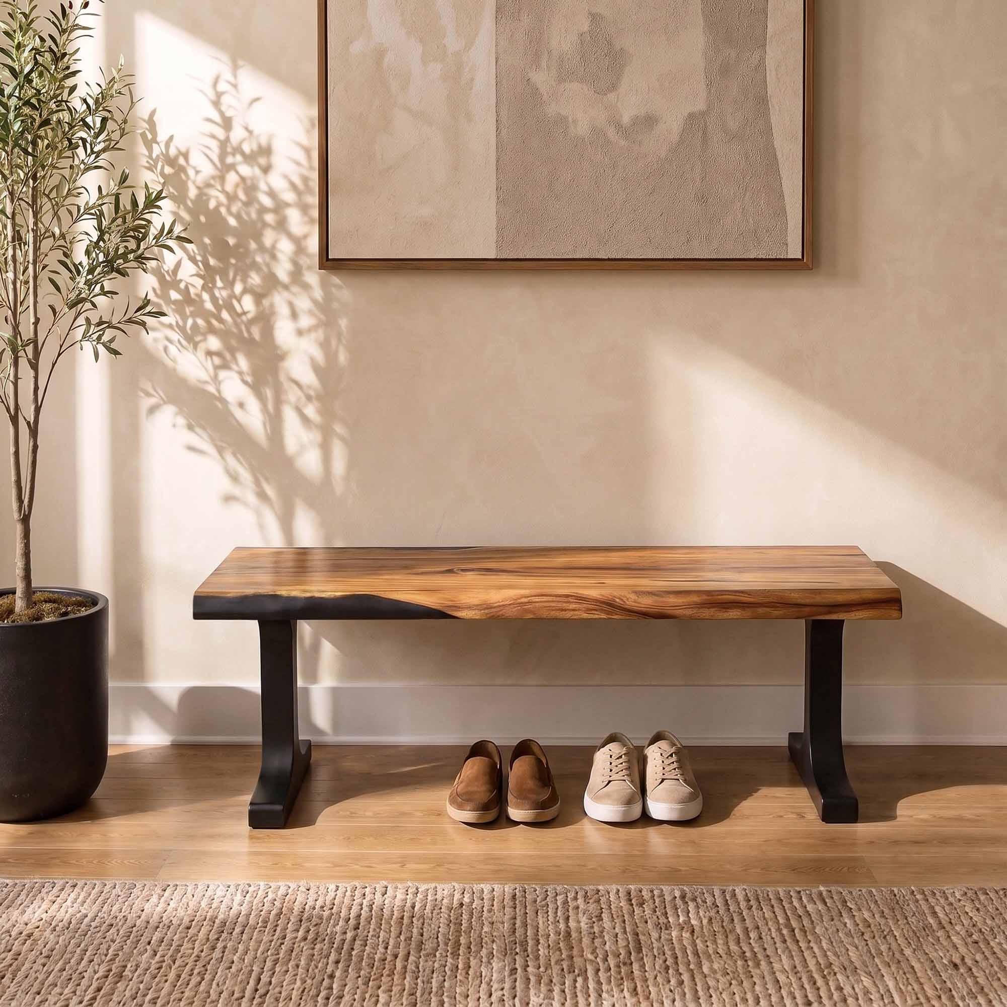 Solid wood bench seat top for mudroom storage bench