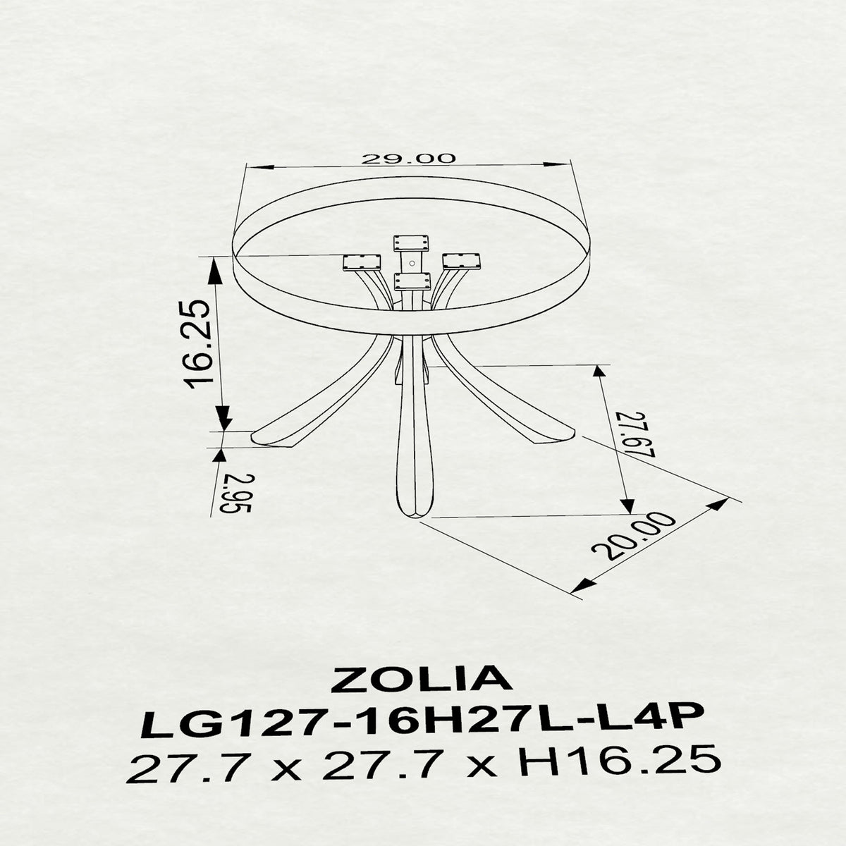 Coffee Table 29" Round & Square for Modern Living Rooms - 127 Zolia - 3D Drawings