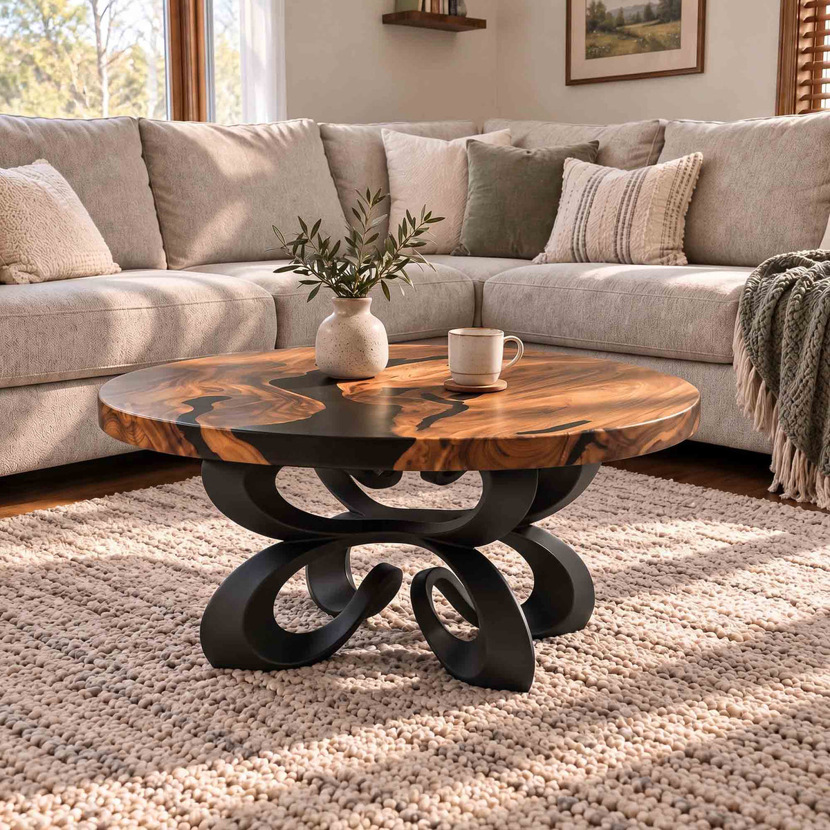 Coffee Table 35" or 41" for Nature-Inspired Home - 124 Blosome - SRU41 White Background
