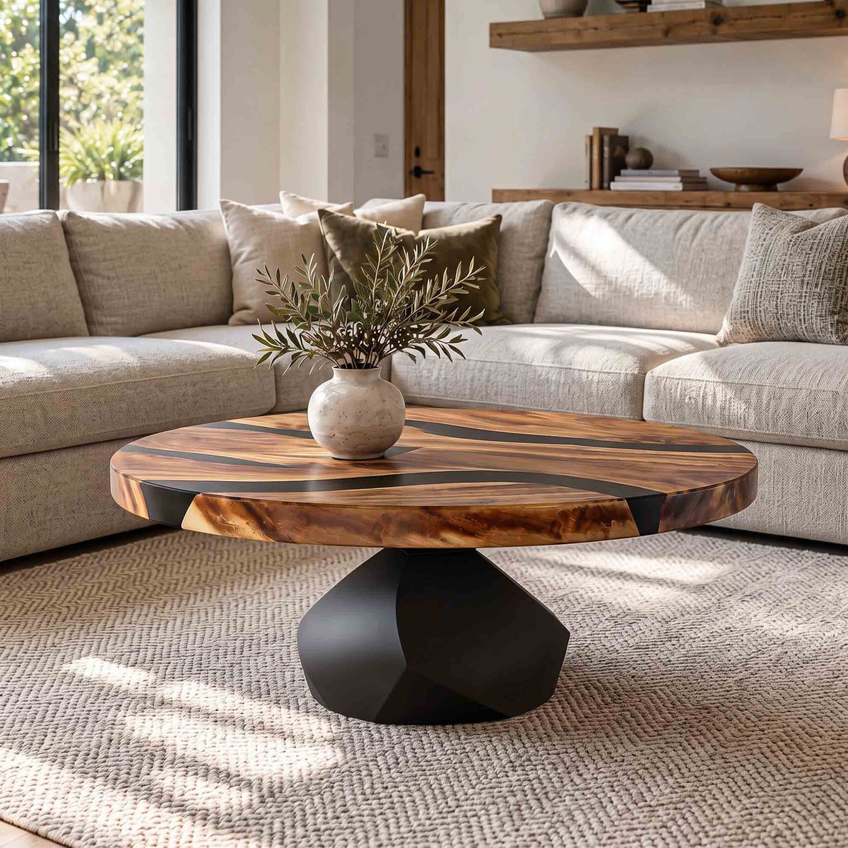 Coffee Table for Modern Living Space, Handcrafted Unique Design - 119G Flare - SRU41 Interior