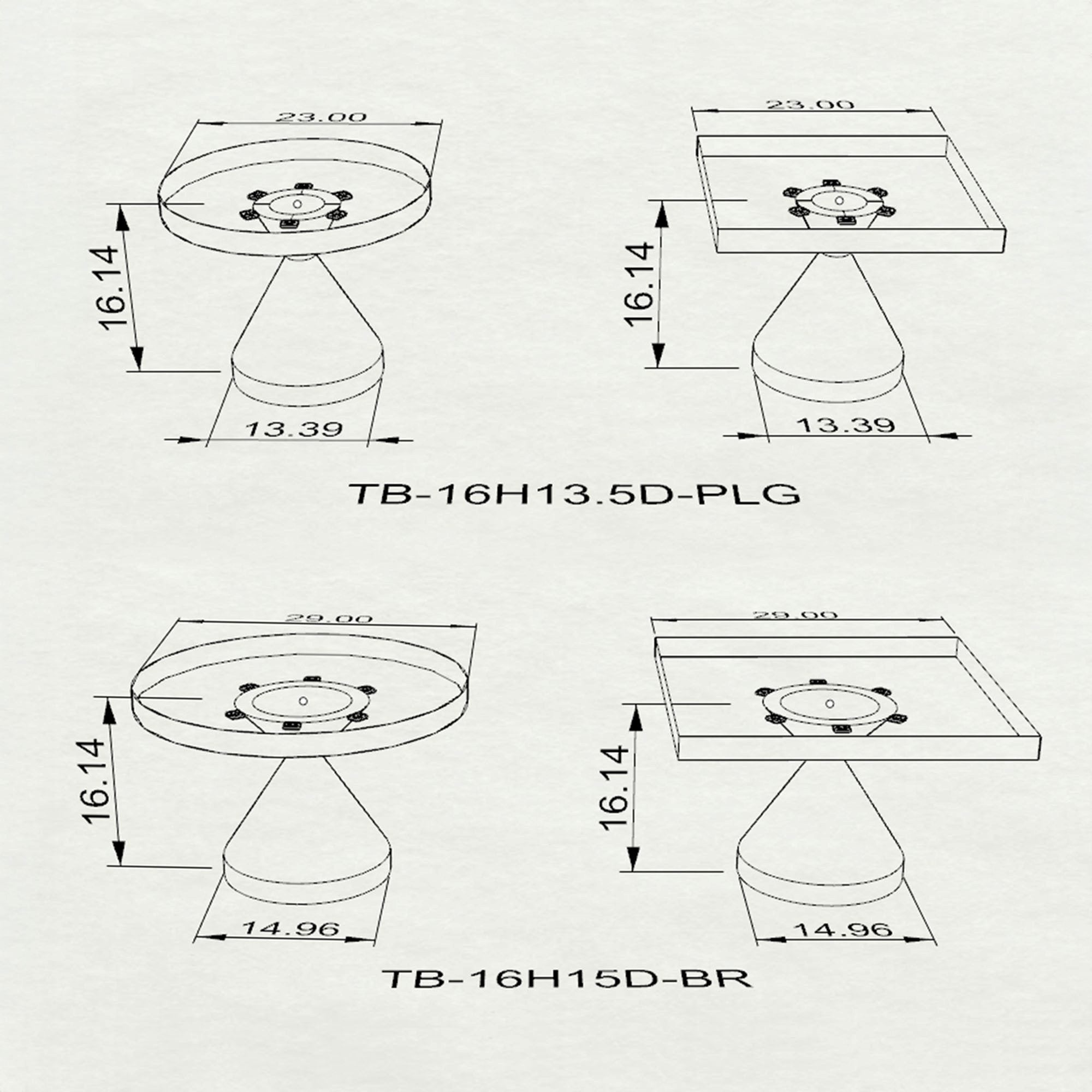 Coffee Table with Flux Gold 13.5"D x 16" H - 15"D x 16" H(Small Size) Handcrafted Steel Table Base - 3D Drawings