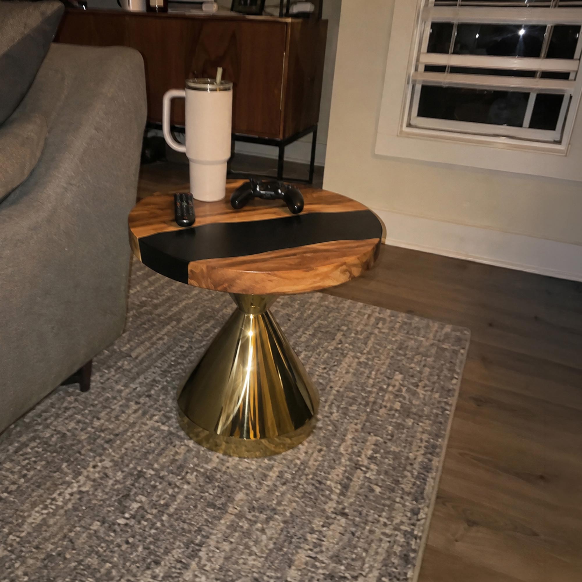 Coffee Table with Flux Gold 13.5"D x 16" H (Small Size) Handcrafted Steel Table Base - customer feedback