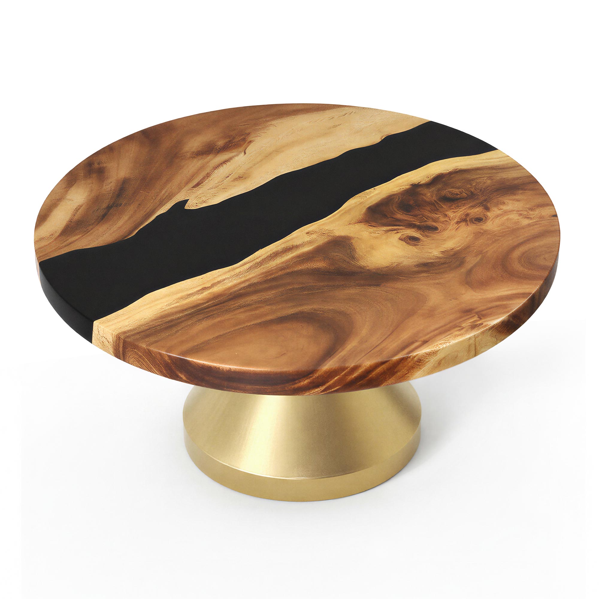 Coffee Table with Flux Gold 16" H (Big Size) Heavy Duty Metal Table Base - Round Epoxy 35"