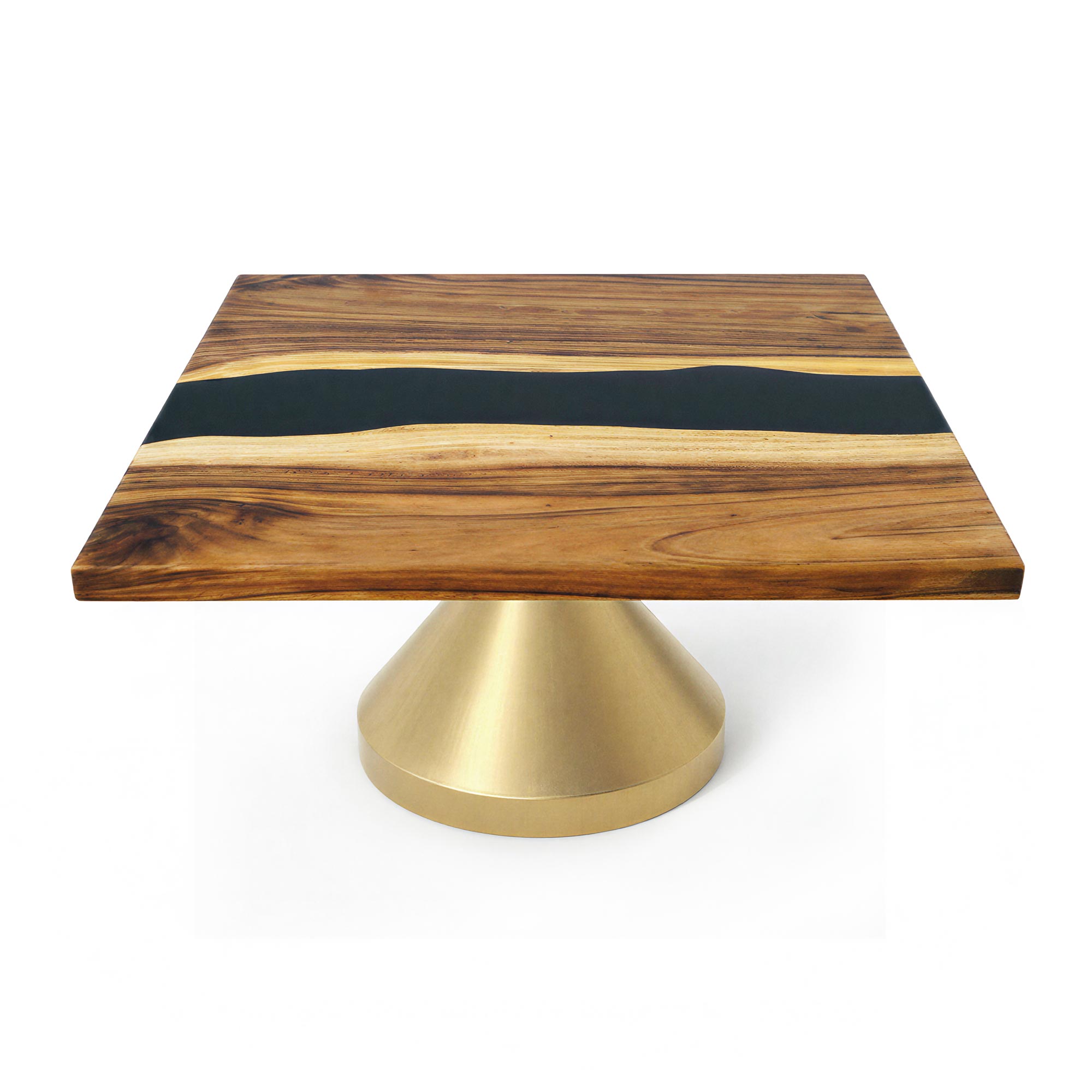 Coffee Table with Flux Gold 16" H (Big Size) Heavy Duty Metal Table Base - Rectangle Epoxy 35"