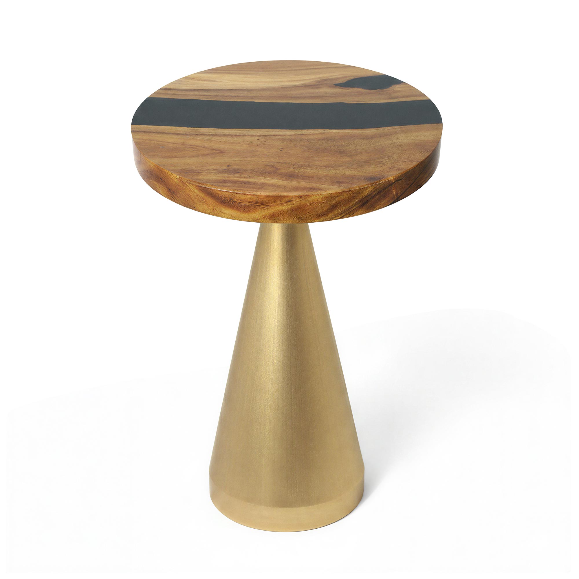 Console Table with Flux Gold 28"H x 12"D Steel Table Base - Round Epoxy 19"