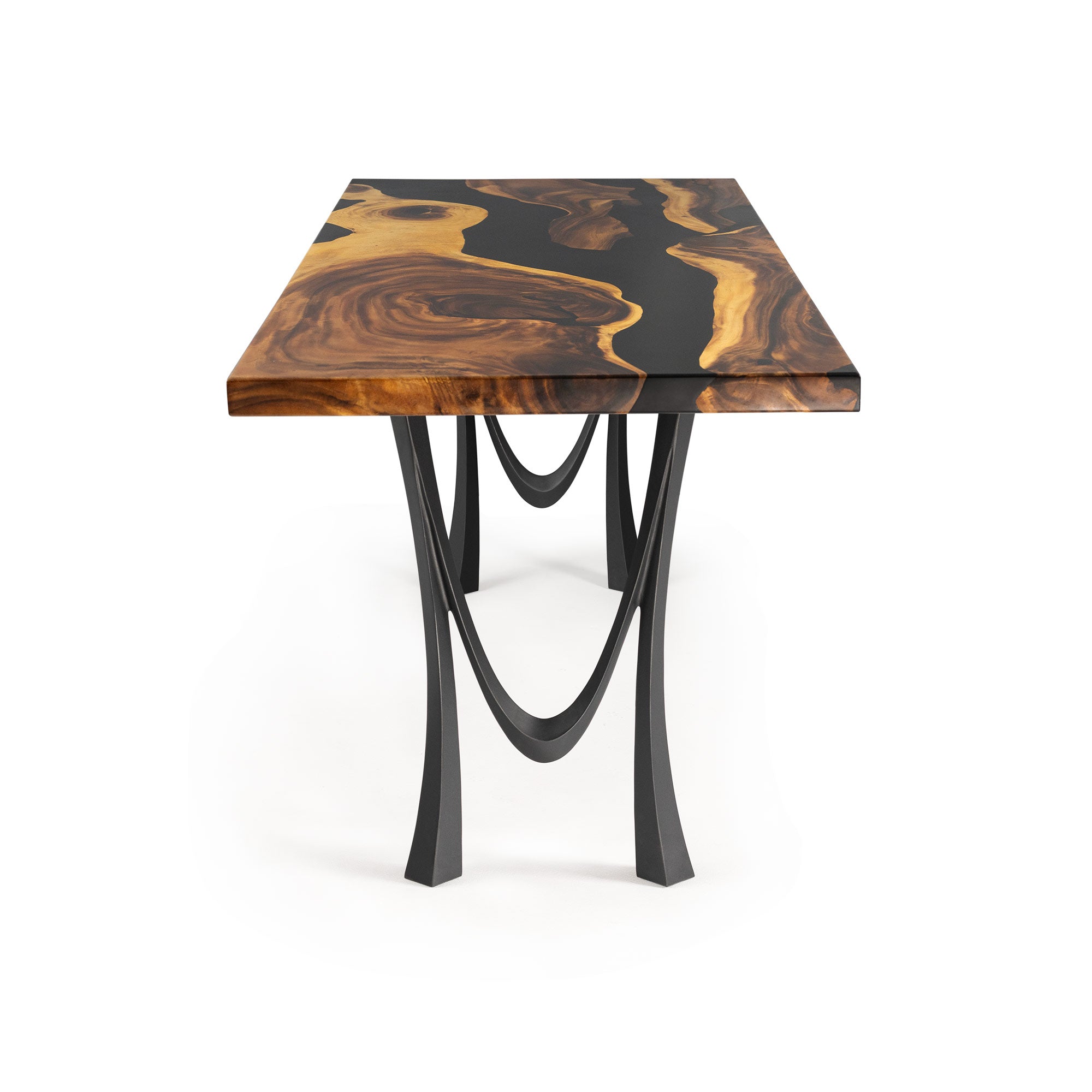 Console Table with Mavie 28.5" H Steel Table Legs - epoxy table top white background