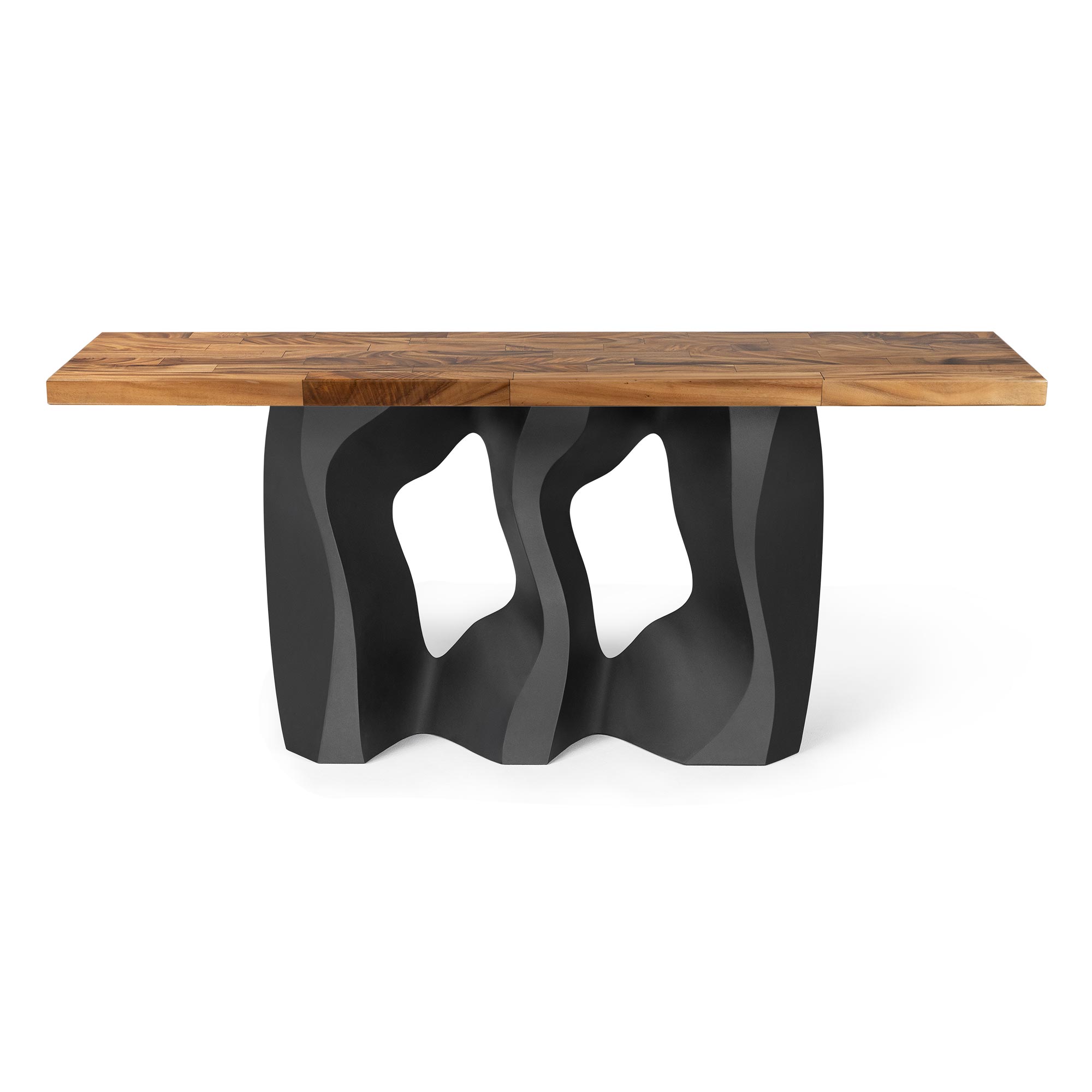 Console Table with Side-Rocky 28.5" H Steel Table Base - butcher block table top white background