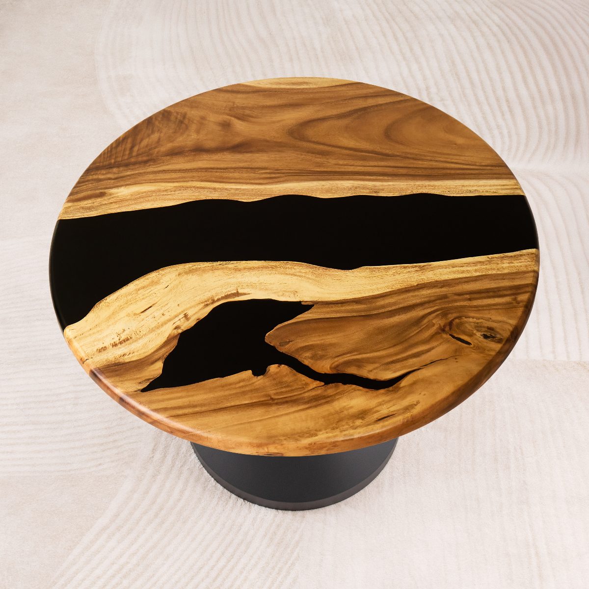 Custom Round Black Epoxy Coffee Resin Tabletop 60 inches