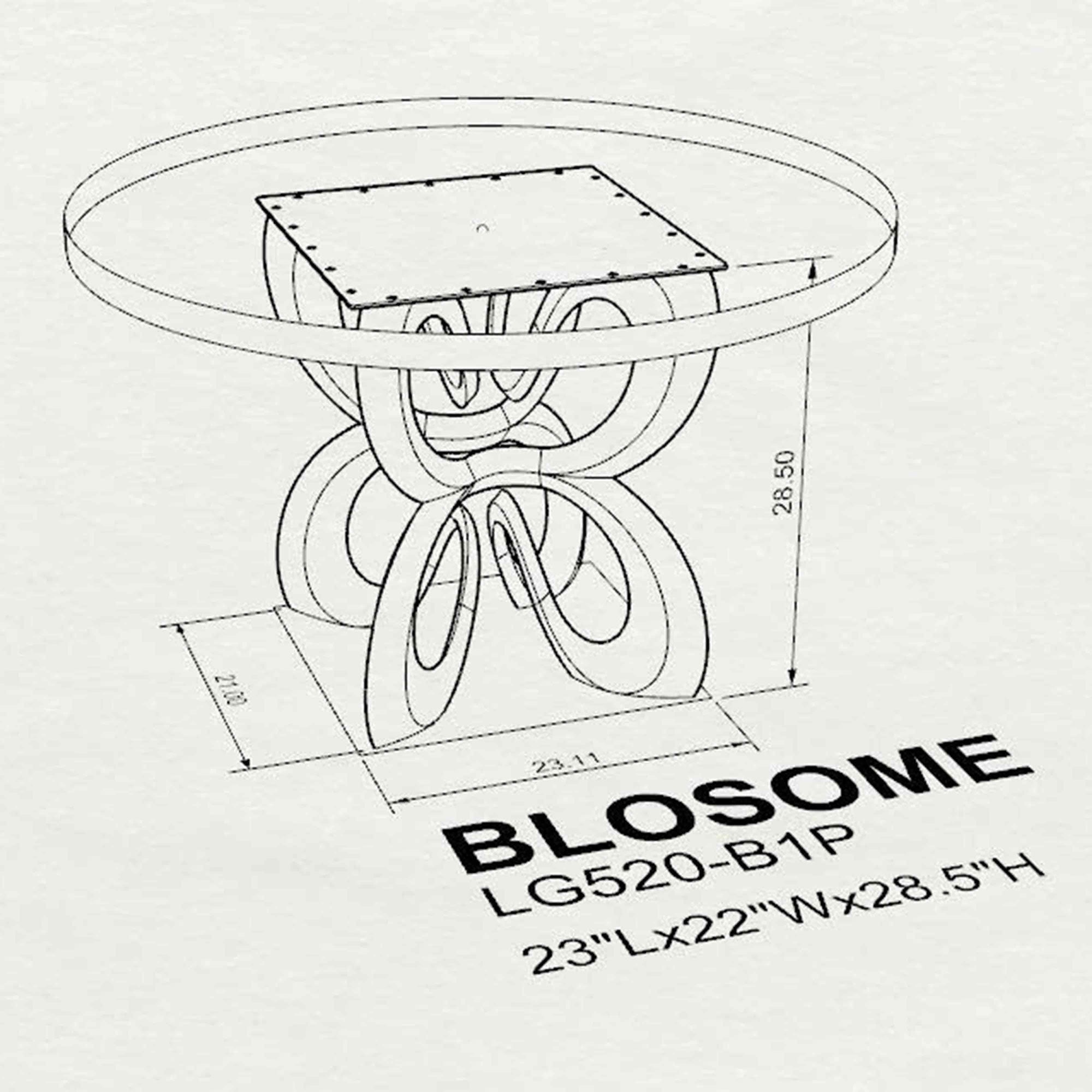 Dining Table with Blosome 28.5" H Metal Table Base - 3d drawings