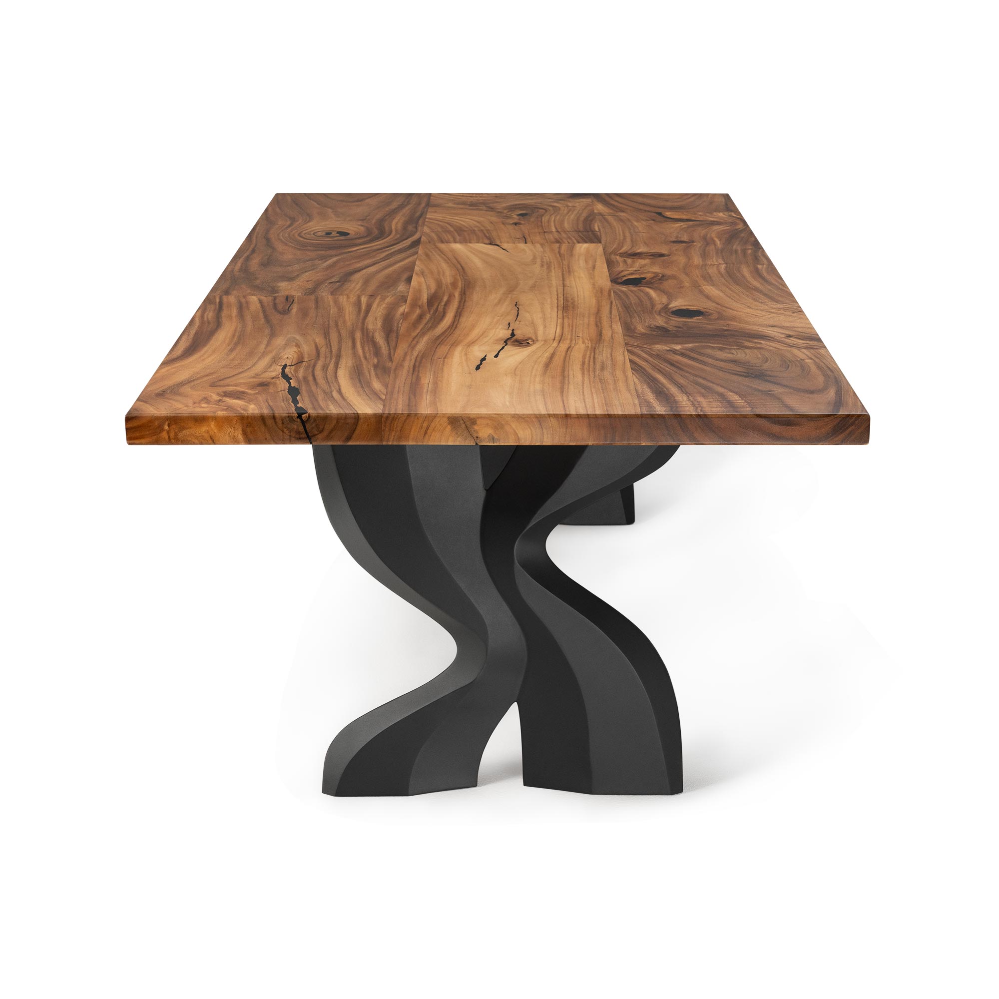 Dining Table with Delta 28.5" H Modern Metal Table Legs - natural wood tabletop white background